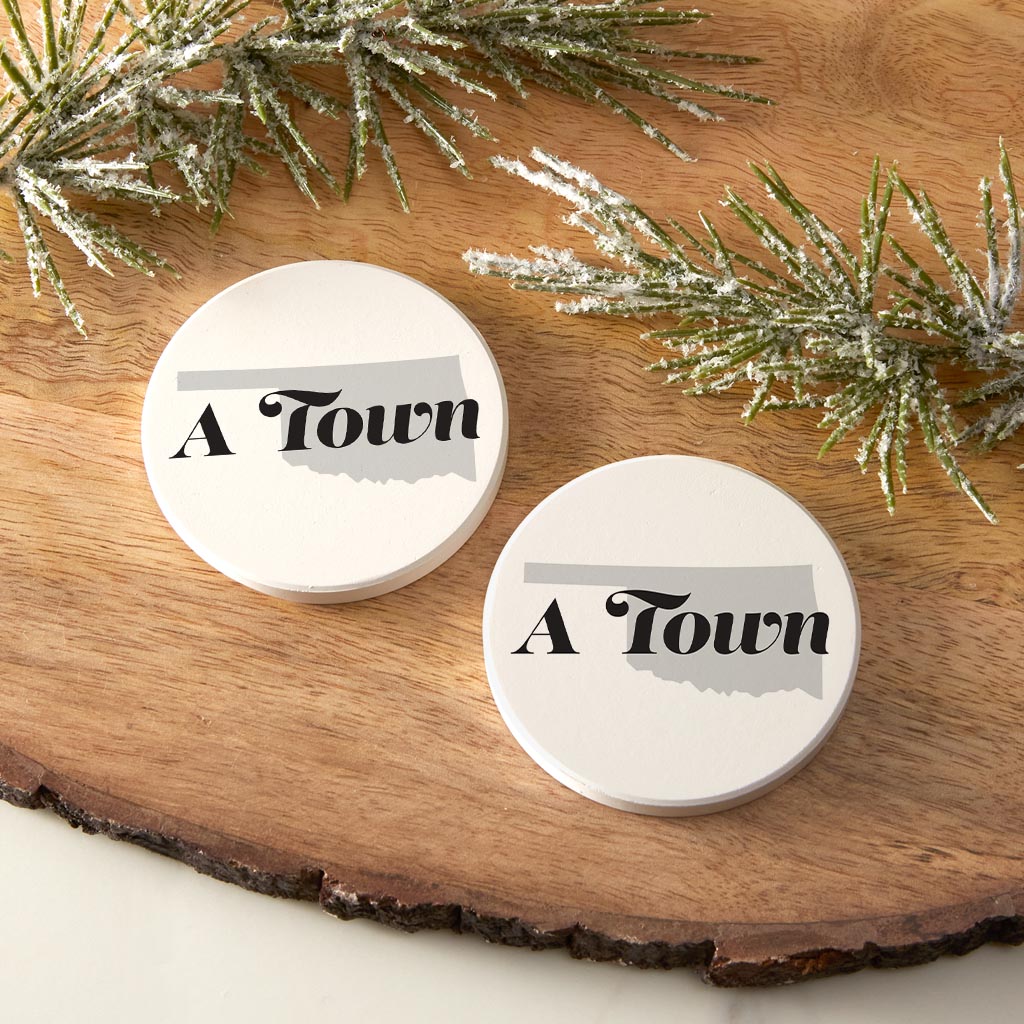 Minimalistic B&W Ardmore Ok A Town White| Absorbent Car Coasters | Set of 2 | Min 4