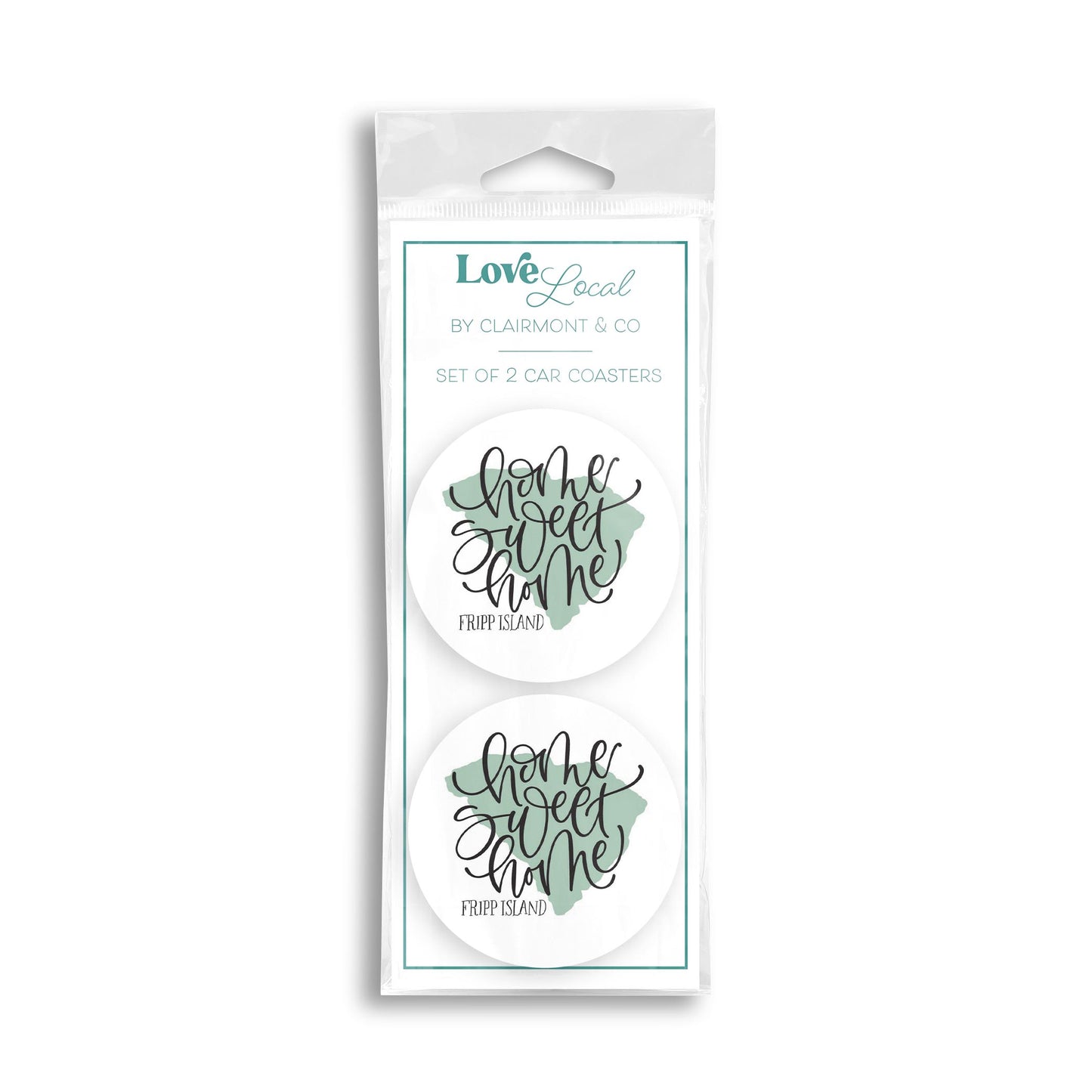 Car Coaster 2-Pack Love Local-Home Sweet Home Fripp South Carolina -0