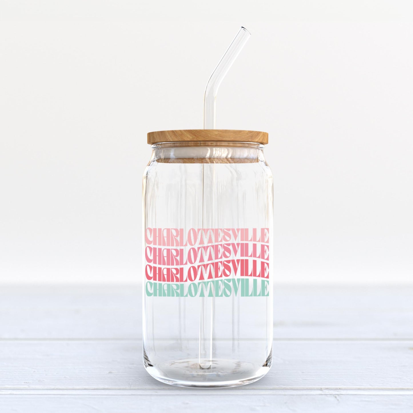 16oz Cold Brew Glass-Retro Wave Charlottesville Virginia