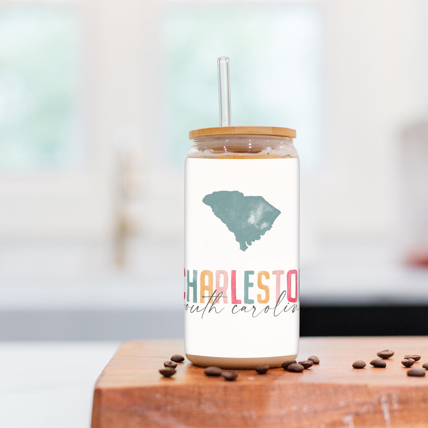 16oz Cold Brew Glass-Watercolor City Charleston South Carolina -2