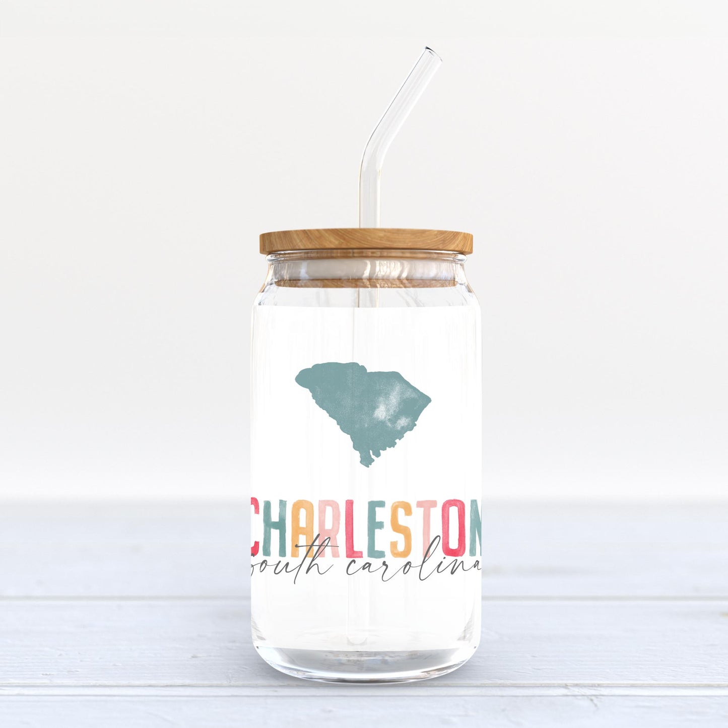 16oz Cold Brew Glass-Watercolor City Charleston South Carolina -3