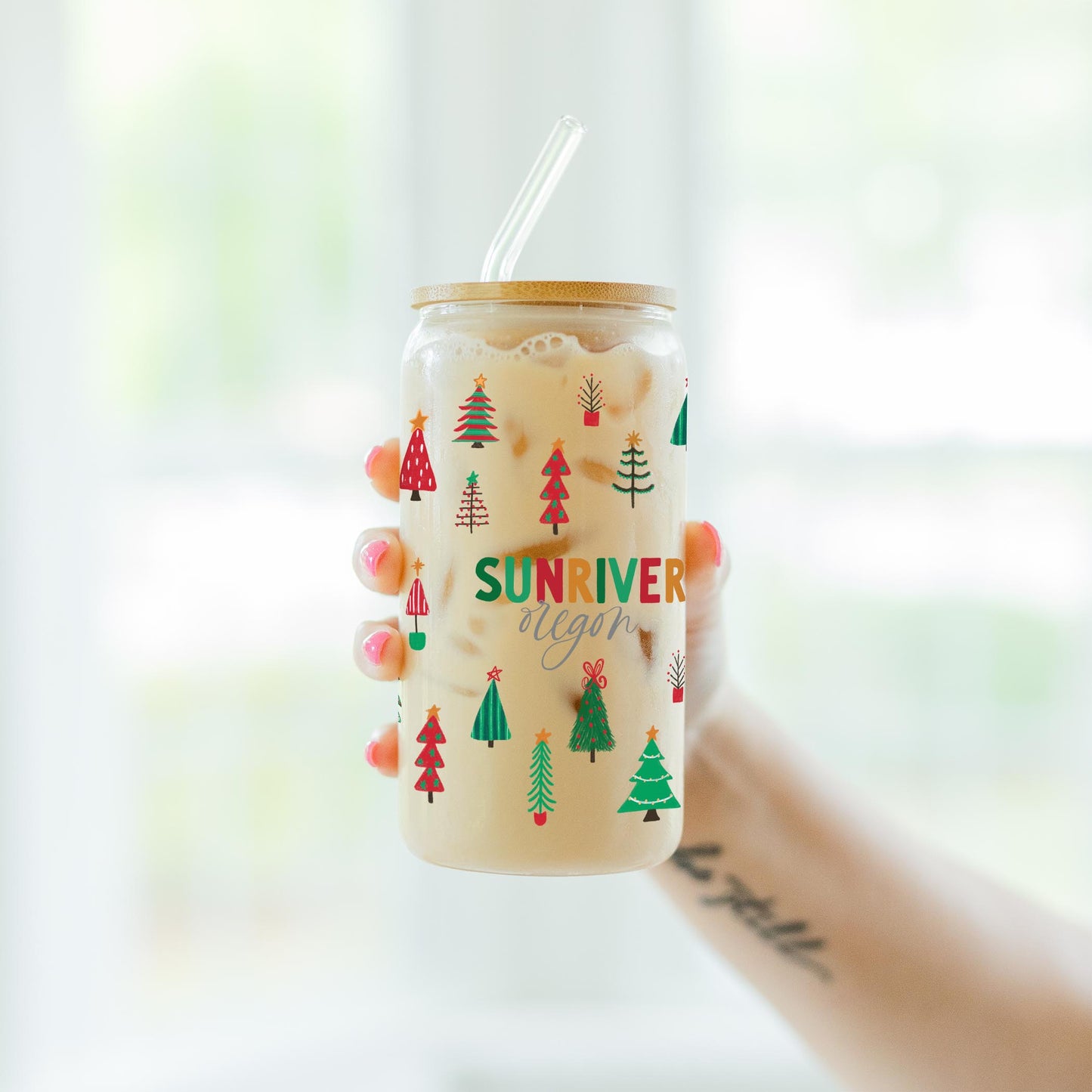 16oz Cold Brew Glass-Whimsy Wonderland Traditional Sunriver Oregon