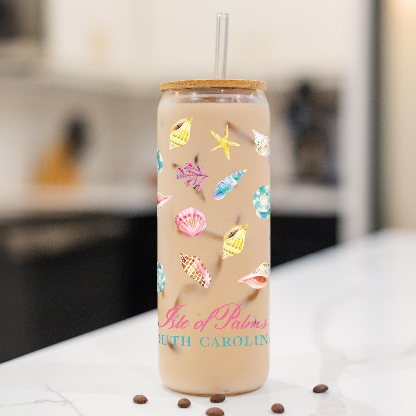 24oz Cold Brew Glass-Shells & Shoreline Isle of Palms South Carolina -1