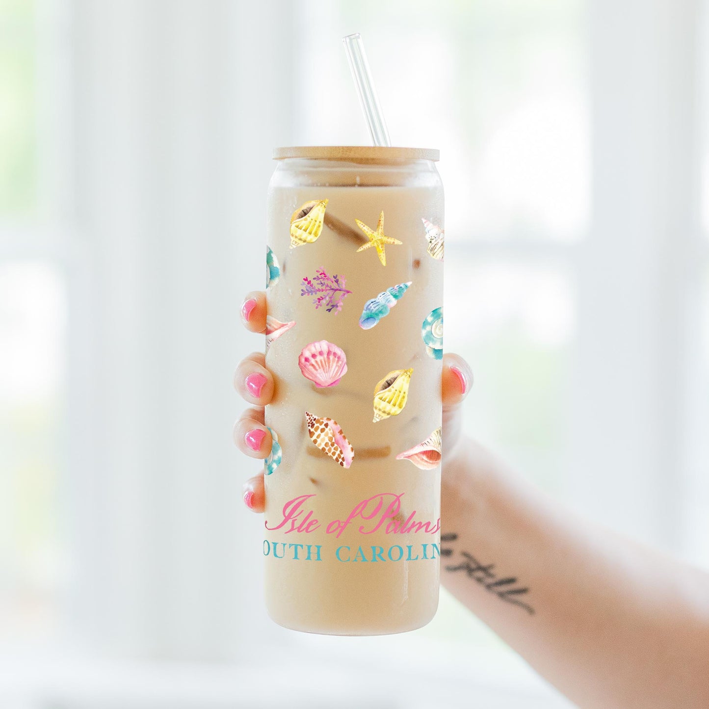 24oz Cold Brew Glass-Shells & Shoreline Isle of Palms South Carolina -3