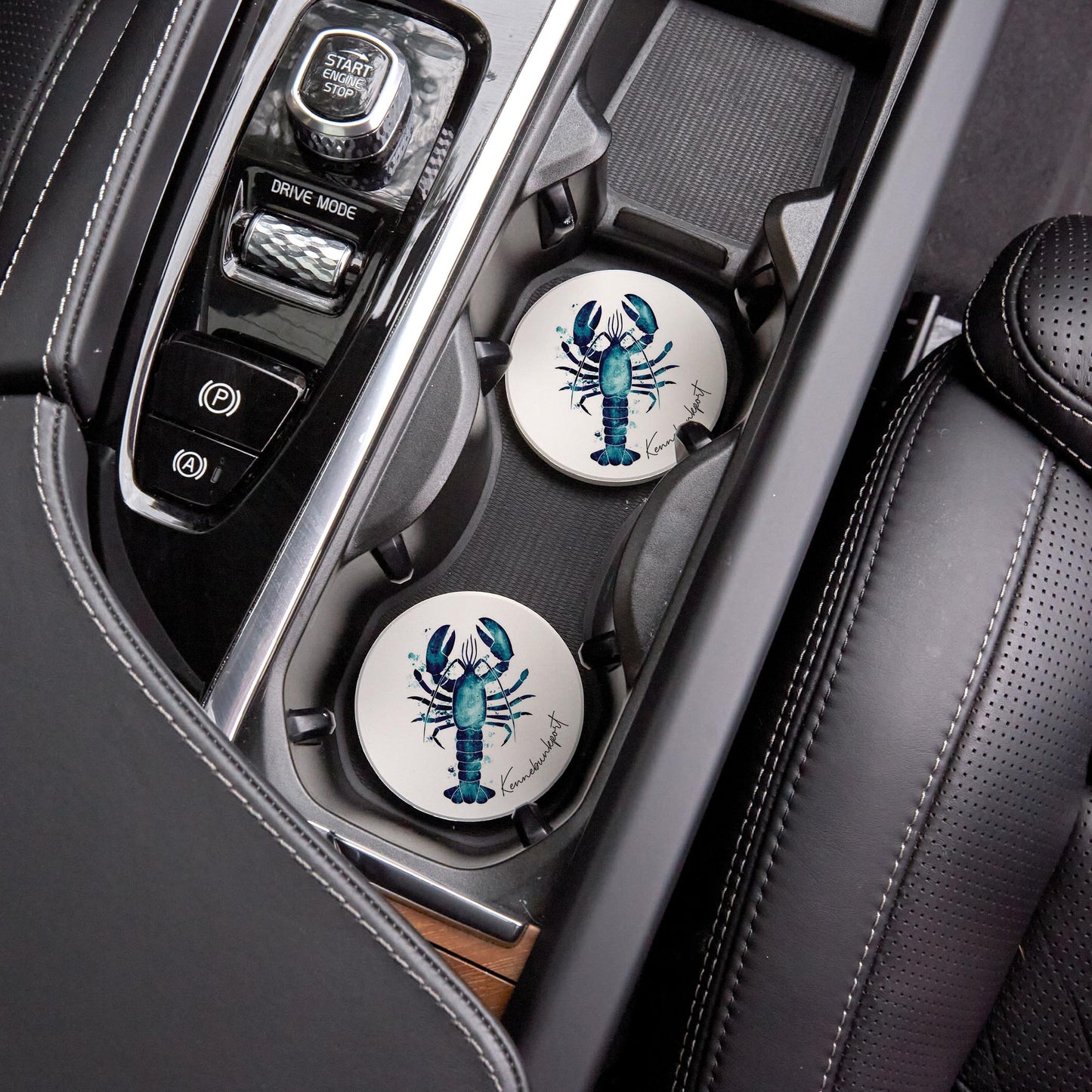 Car Coaster 2-Set-Kennebunkport Maine Lobster Blue