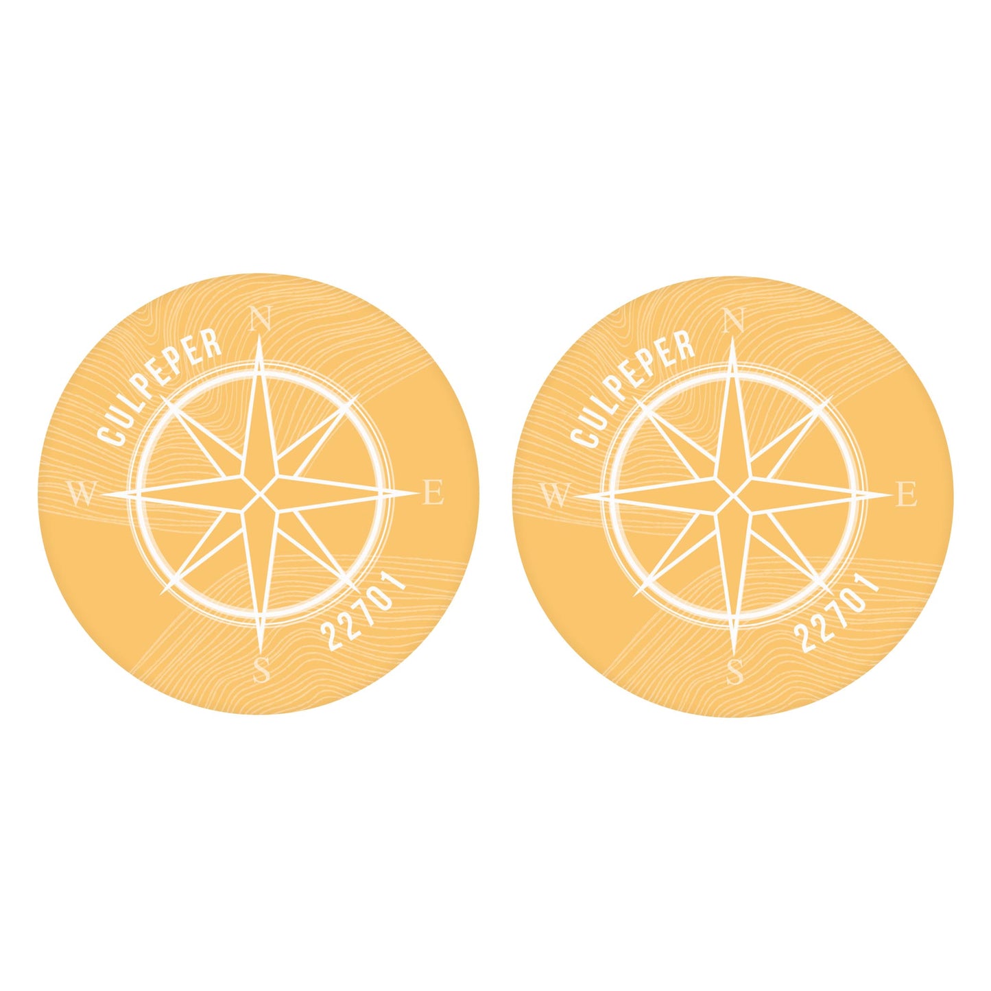 Car Coaster 2-Set-Boho Color Compass Zip on Yellow Culpepper VA 22701