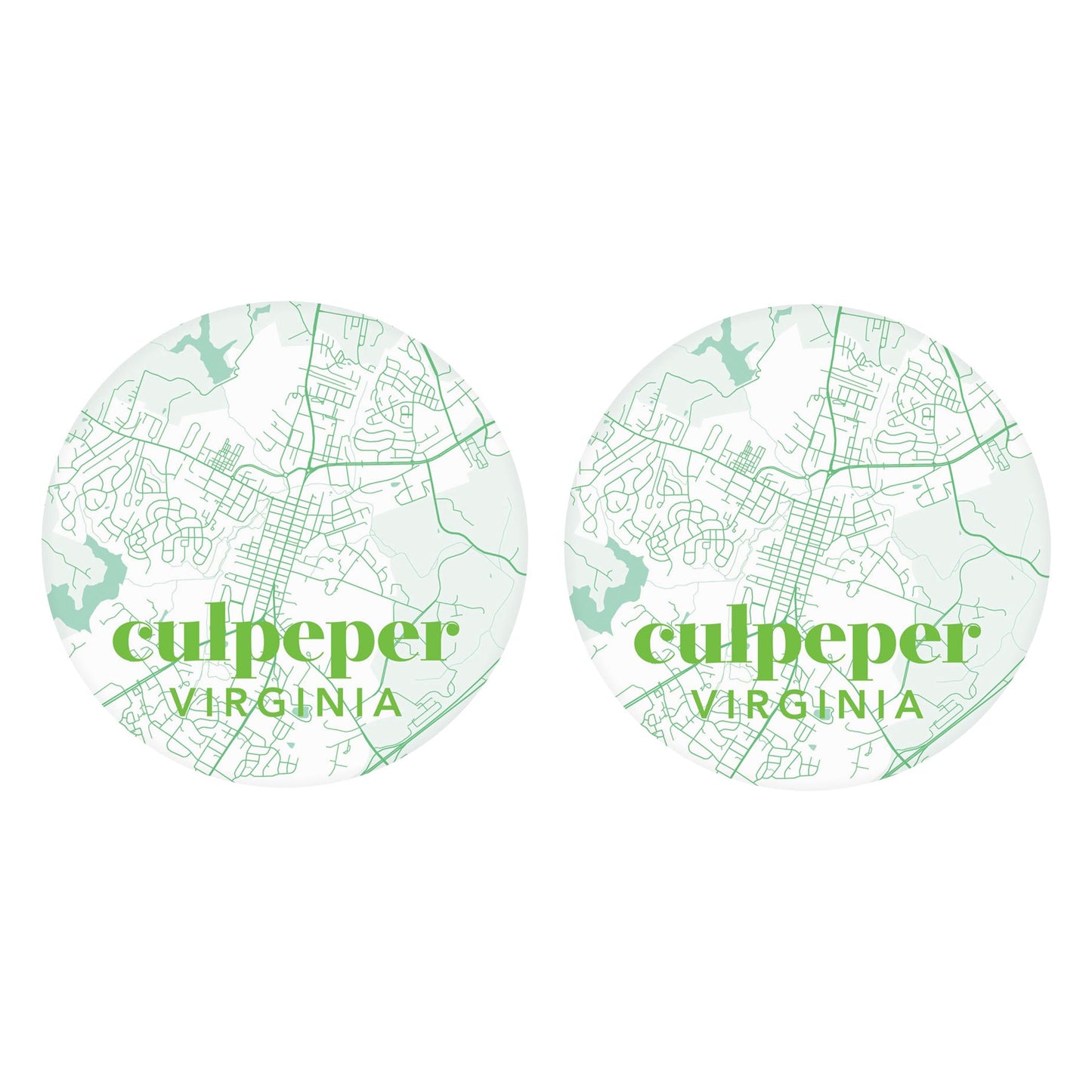 Car Coaster 2-Set-Bright Modern Green Map Culpepper VA