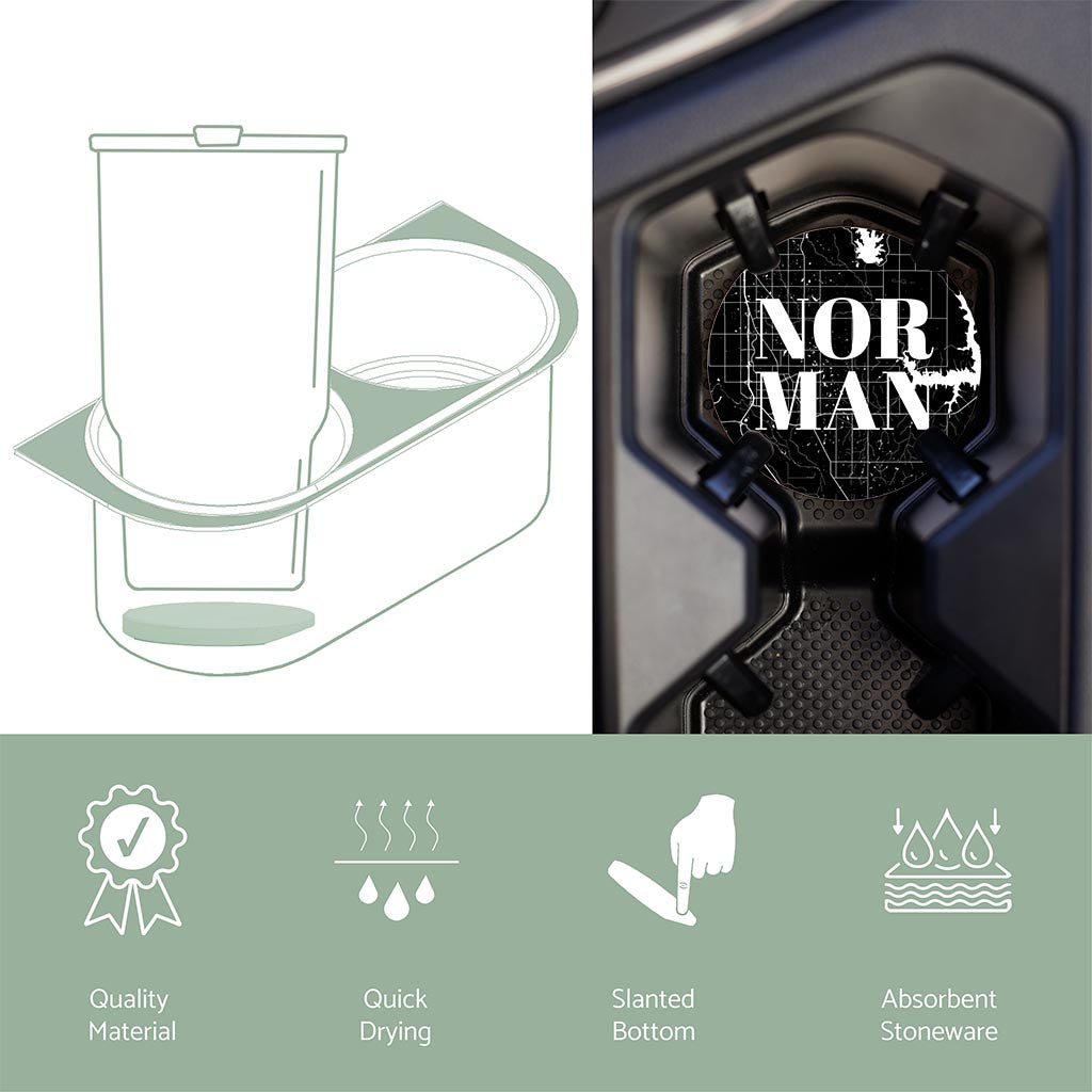 Car Coaster-Norman OK Black Map