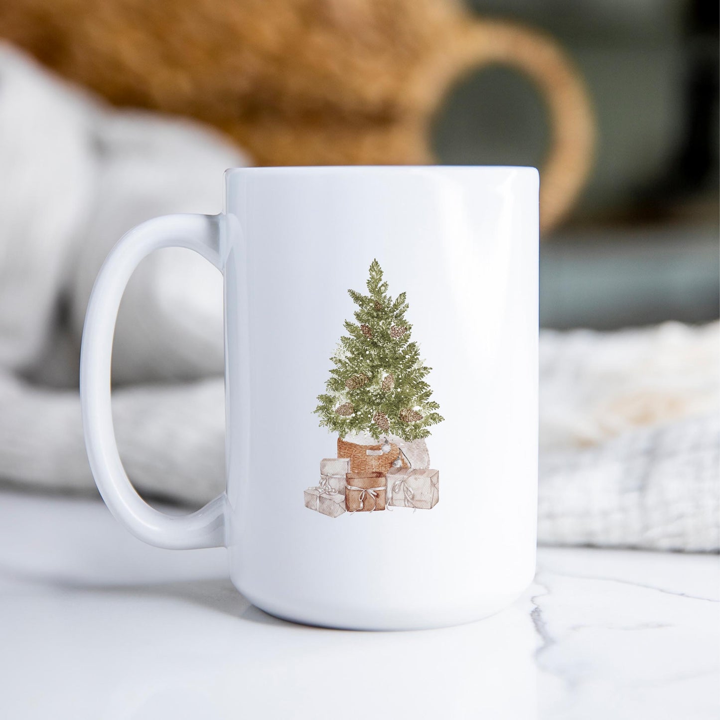 15oz Coffee Mug White-Cottage Tree Basking Ridge New Jersey -2