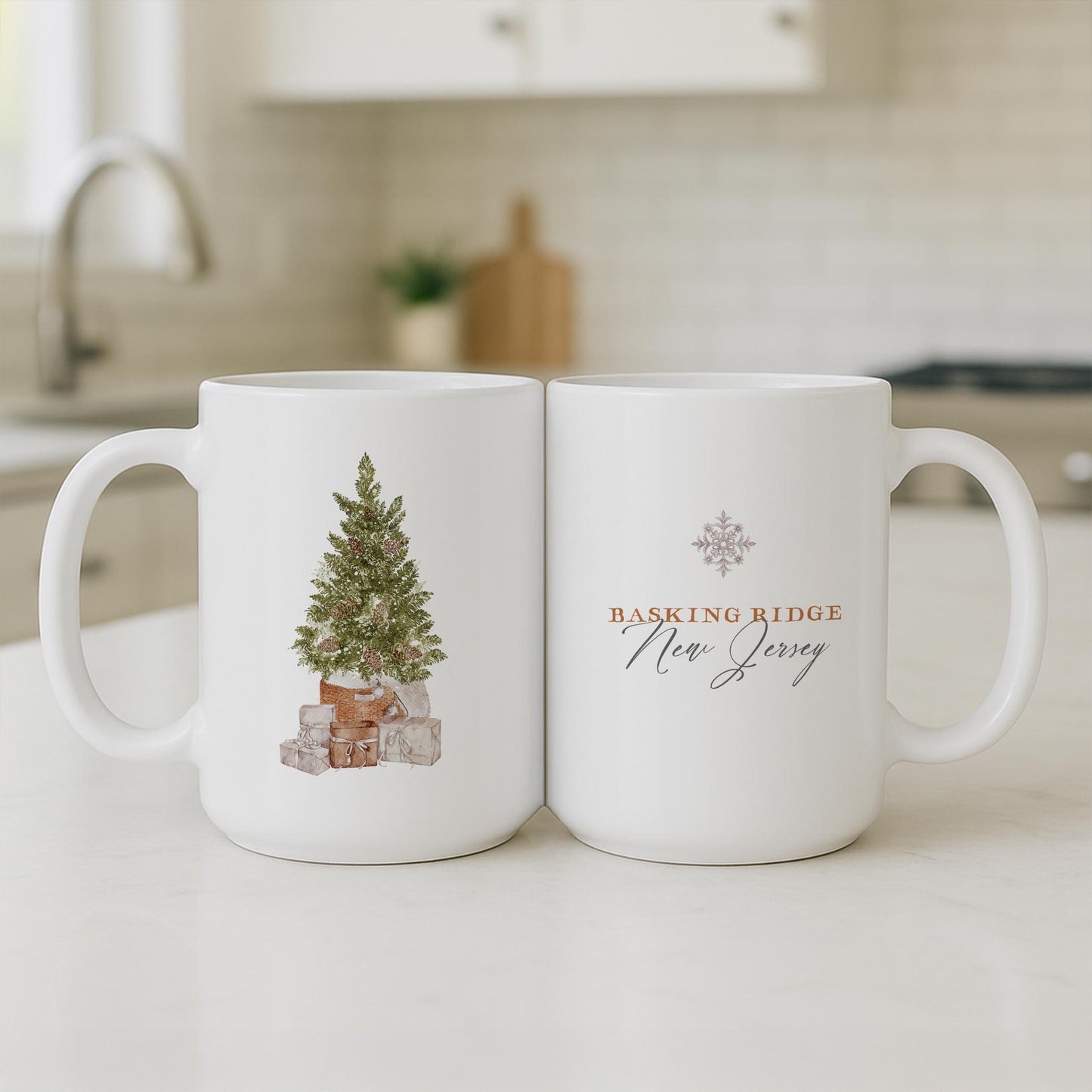 15oz Coffee Mug White-Cottage Tree Basking Ridge New Jersey -3