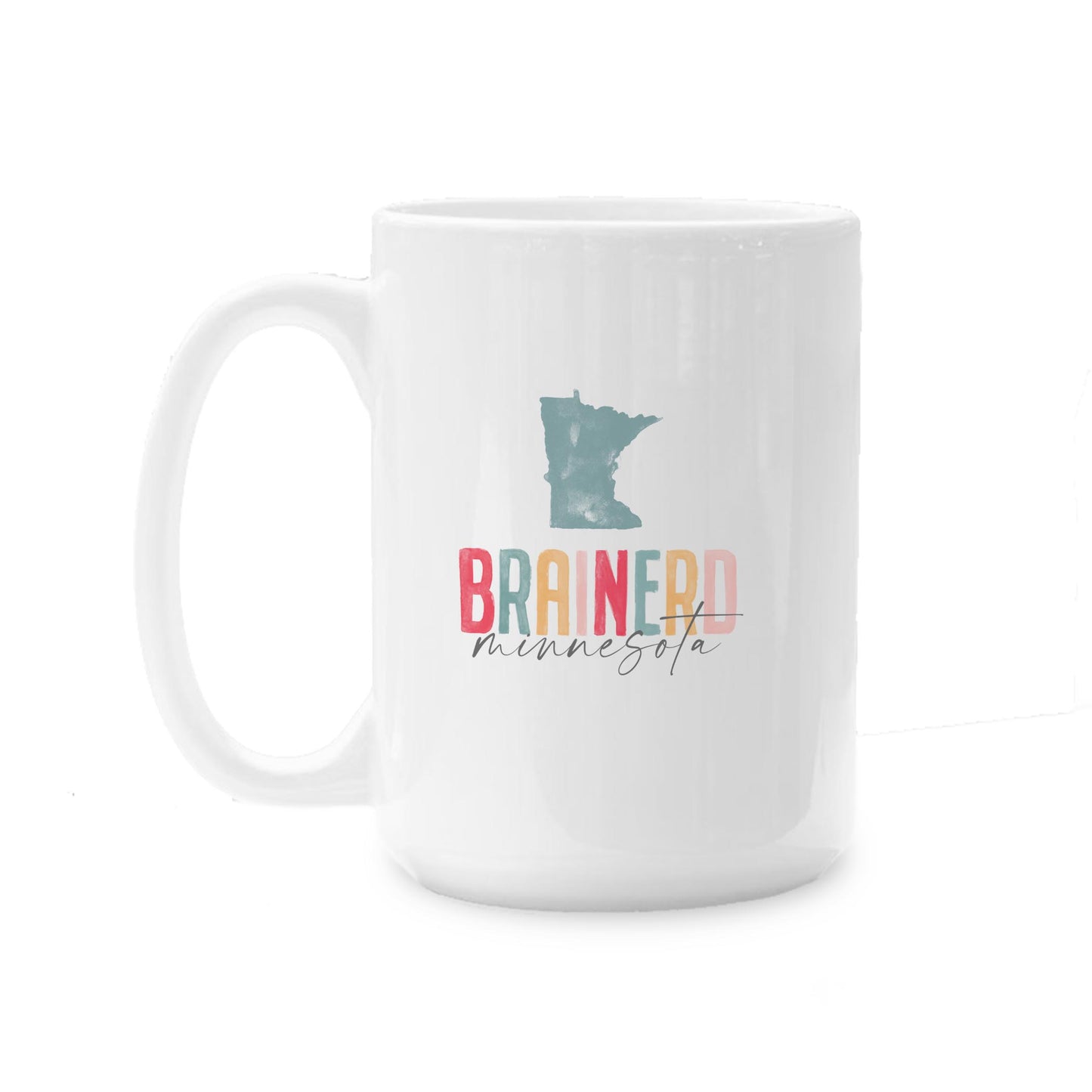 15oz Coffee Mug White-Watercolor City Brainerd Minnesota -0