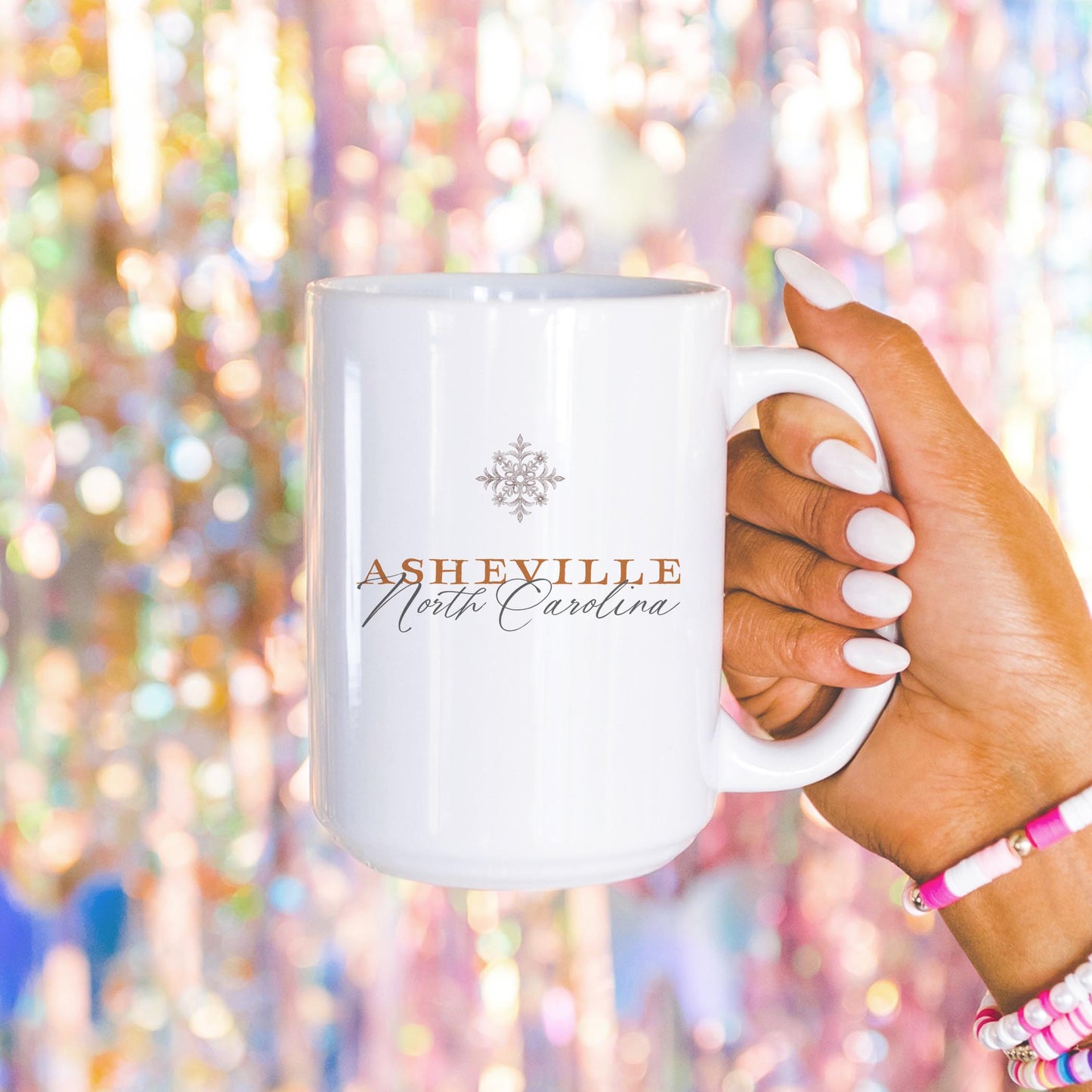 15oz Coffee Mug White-Cottage Tree Asheville North Carolina -4
