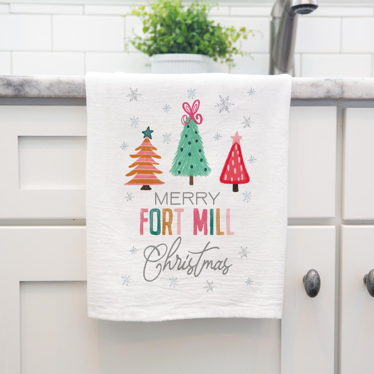 Cotton Tea Towel White-Whimsy Wonderland Bright Fort Mill South Carolina