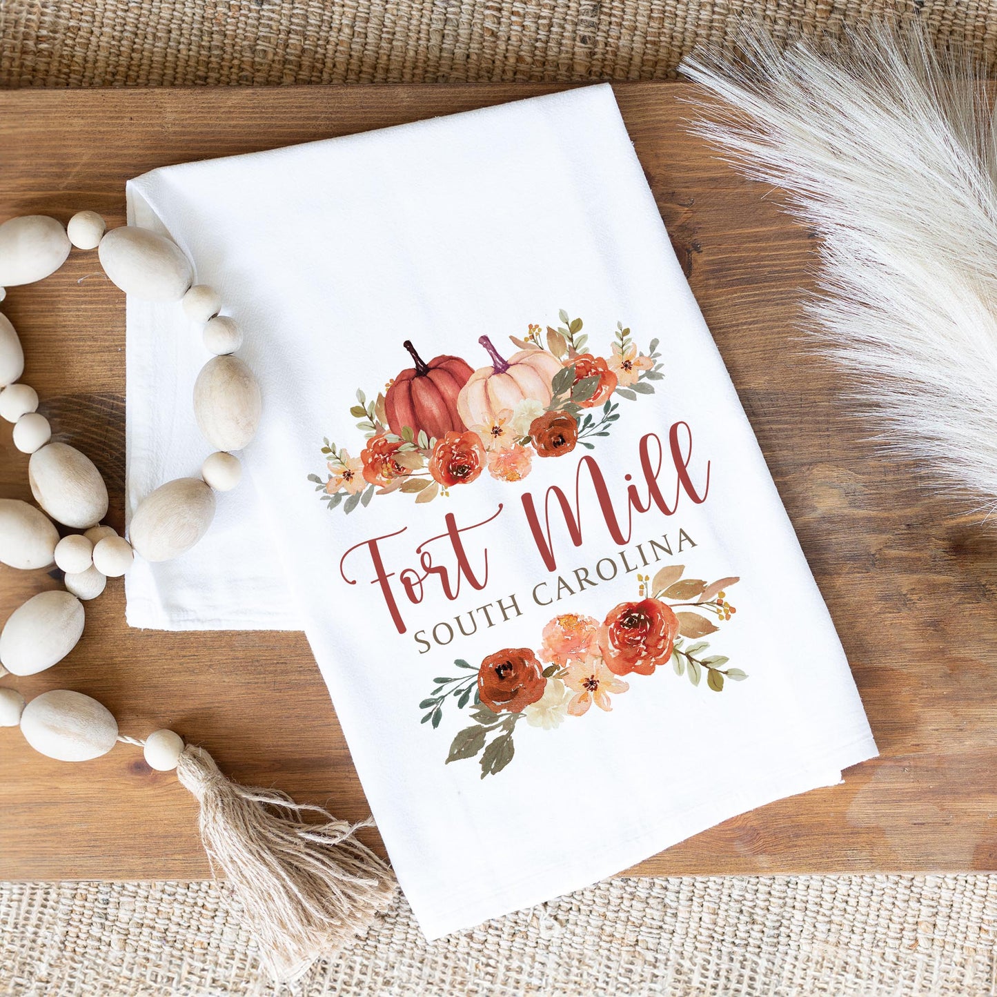 Cotton Tea Towel White-Fall & Harvest Fort Mill South Carolina