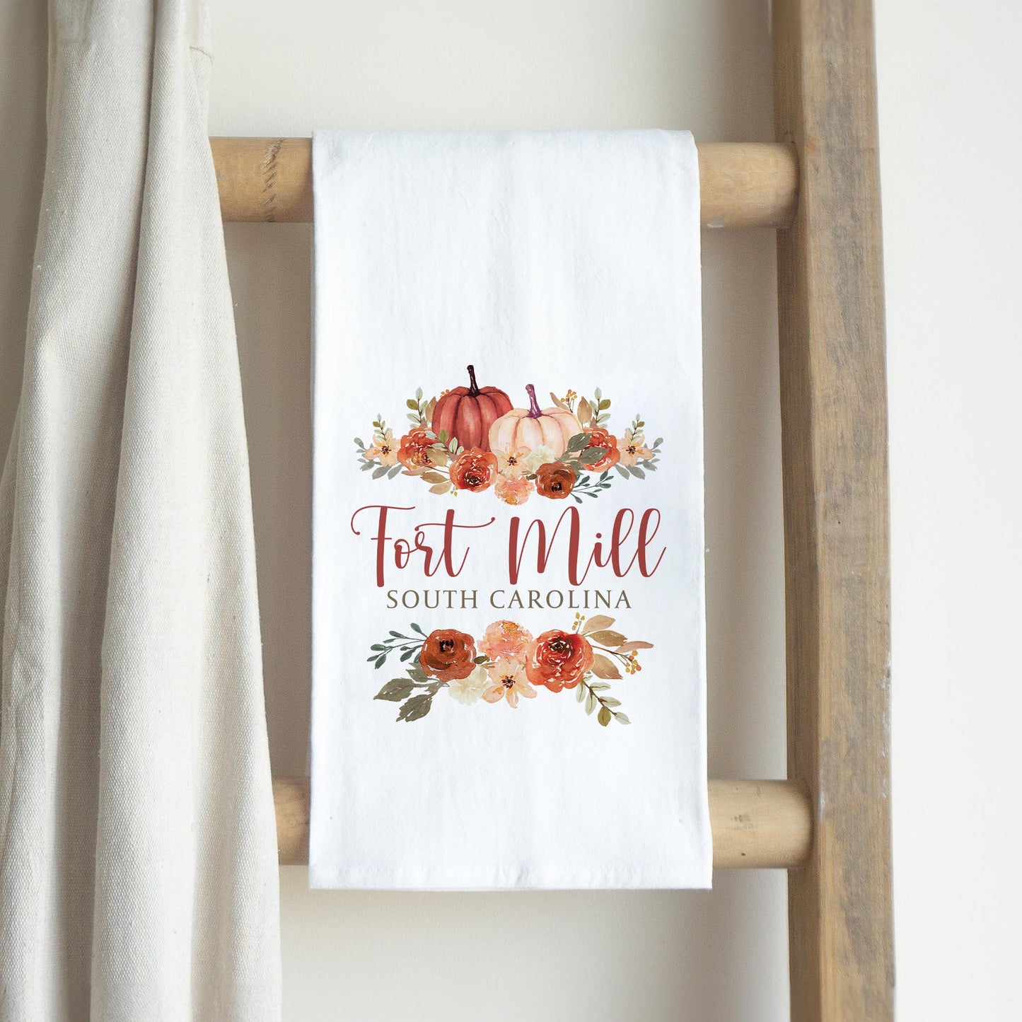 Cotton Tea Towel White-Fall & Harvest Fort Mill South Carolina