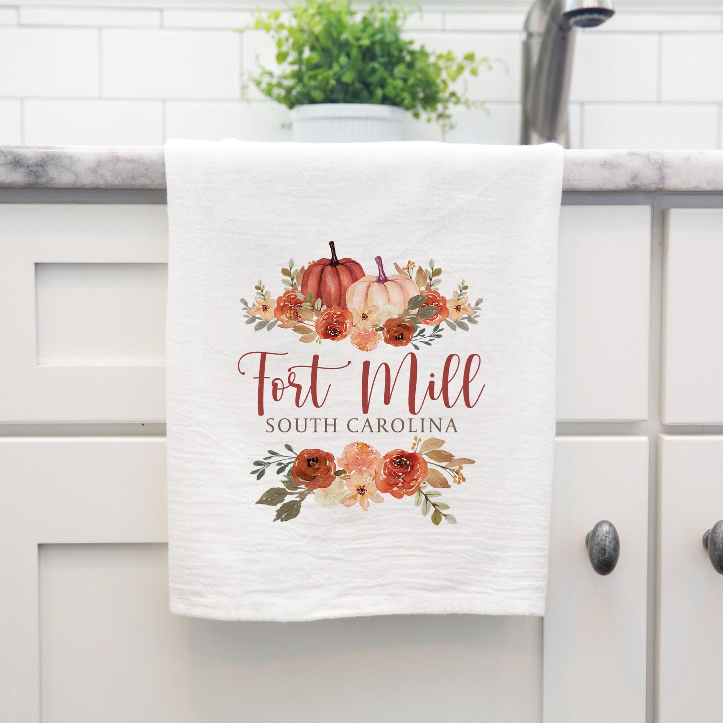 Cotton Tea Towel White-Fall & Harvest Fort Mill South Carolina