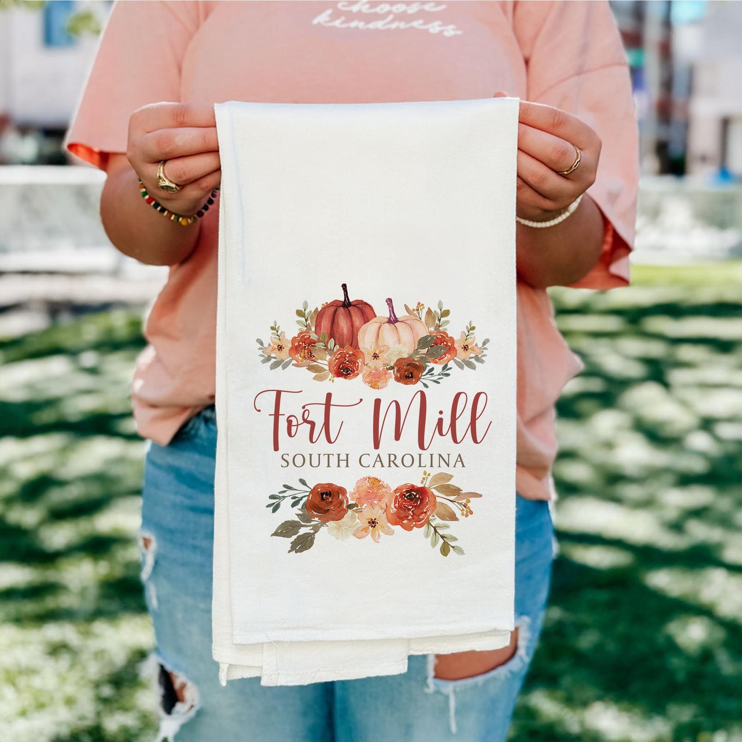 Cotton Tea Towel White-Fall & Harvest Fort Mill South Carolina