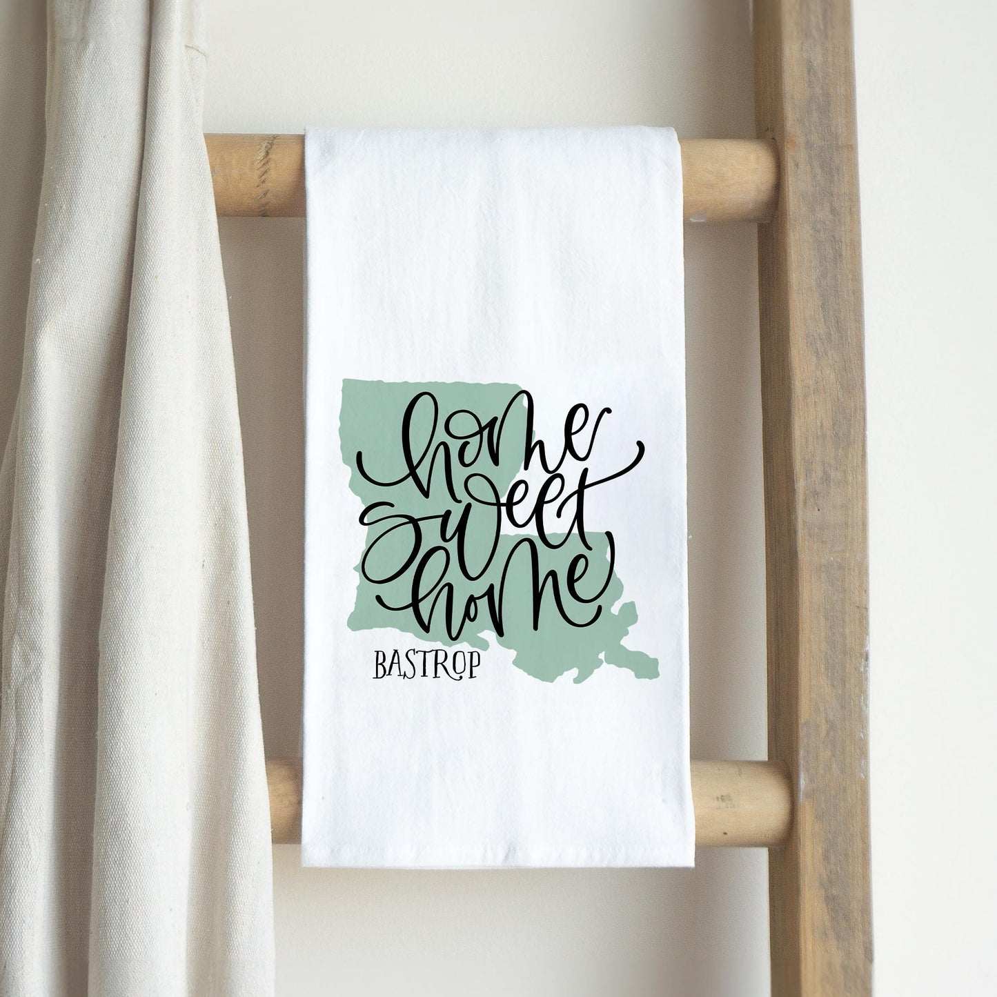 Cotton Tea Towel White-Home Sweet Home Bastrop Louisiana