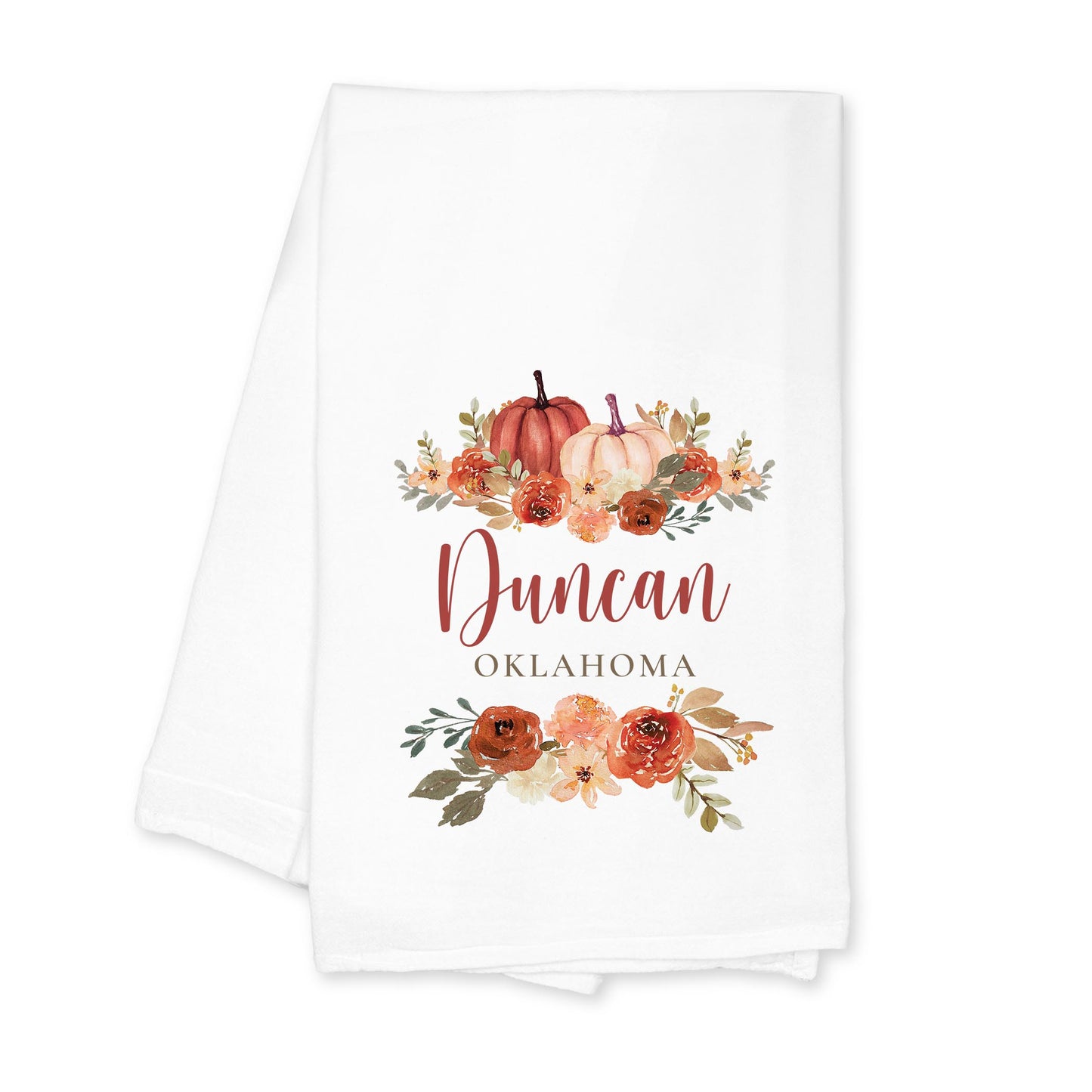 Cotton Tea Towel White-Fall & Harvest Duncan Oklahoma -0