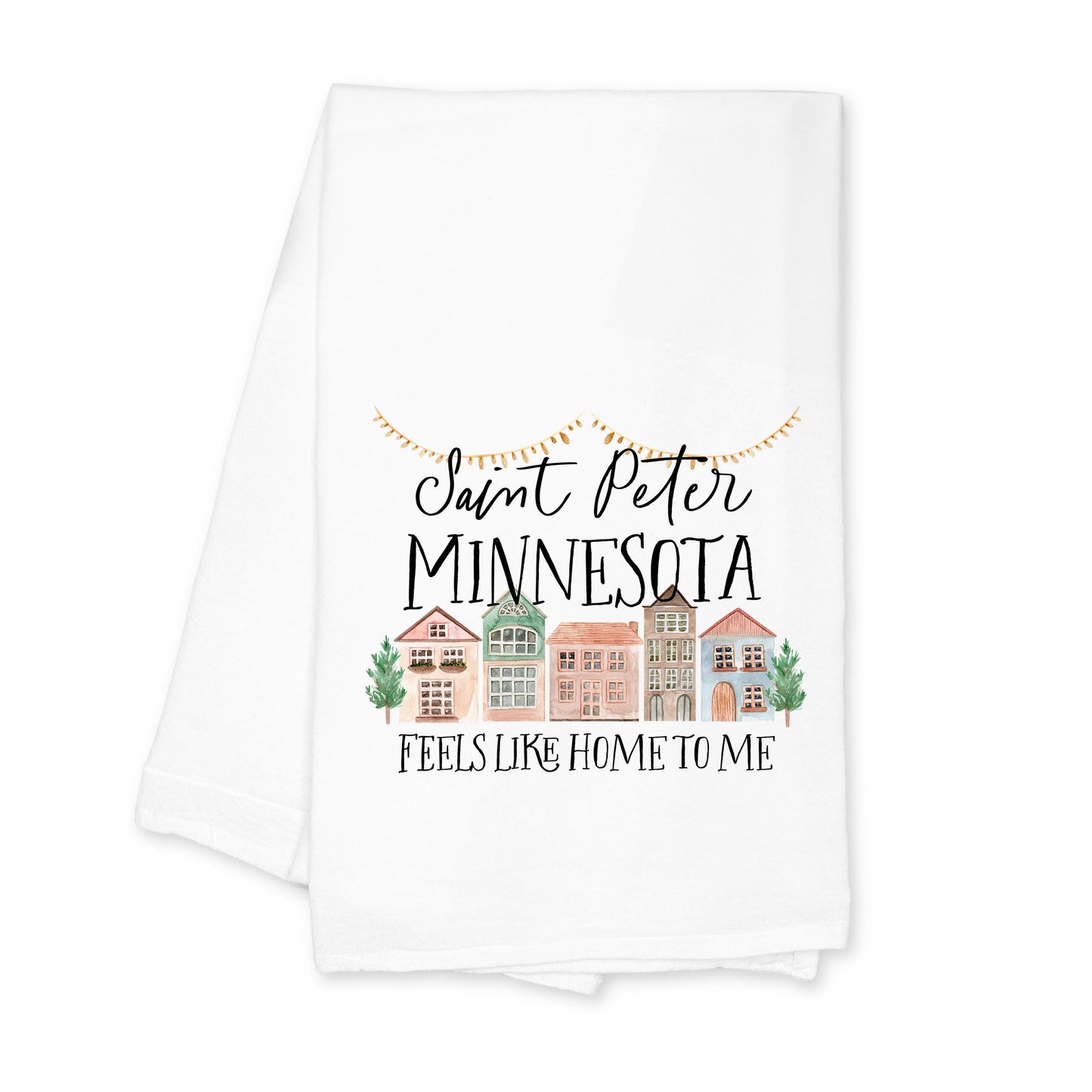Cotton Tea Towel White-Feels Like Home Saint Peter Minnesota -0