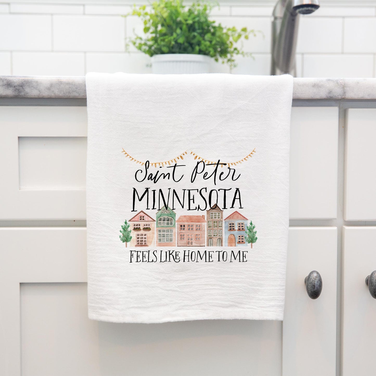 Cotton Tea Towel White-Feels Like Home Saint Peter Minnesota -3
