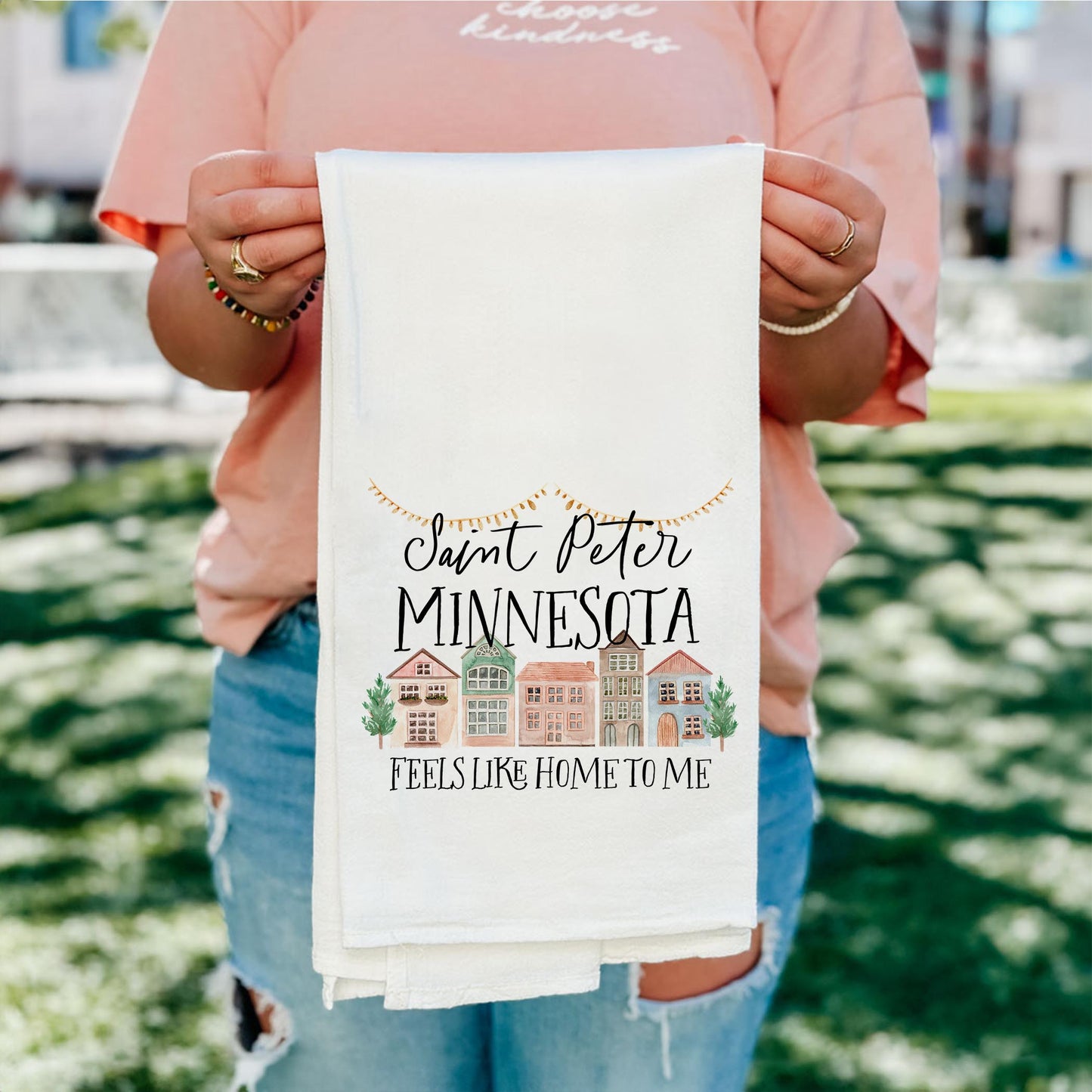 Cotton Tea Towel White-Feels Like Home Saint Peter Minnesota -4