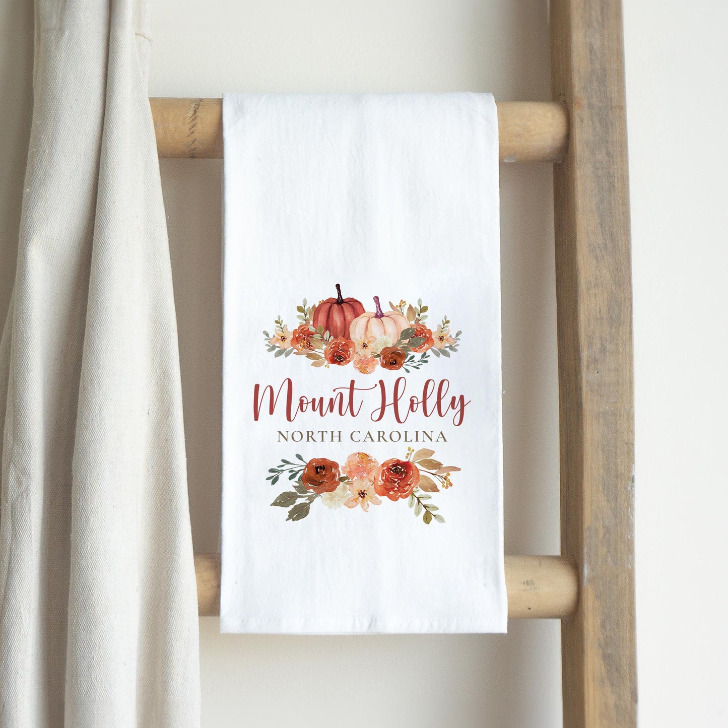 Cotton Tea Towel White-Fall & Harvest Mount Holly North Carolina -2