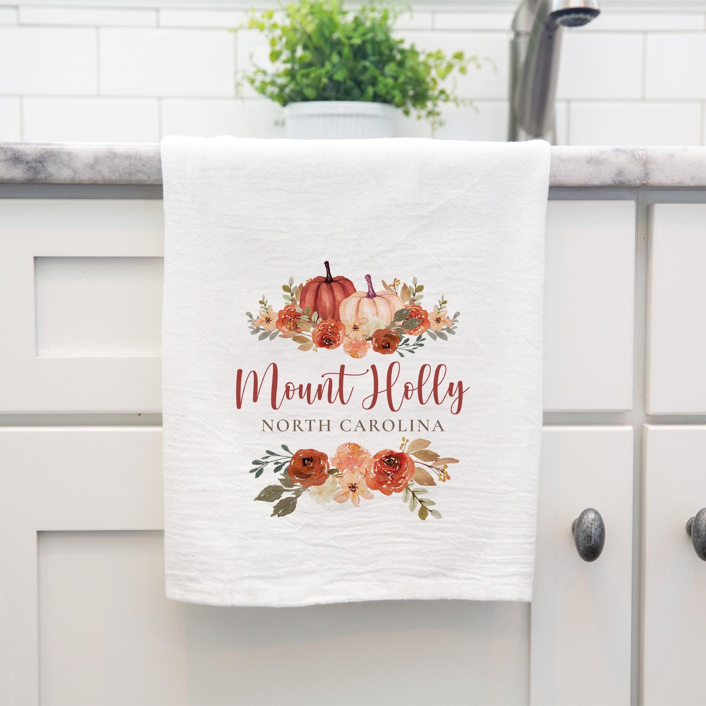 Cotton Tea Towel White-Fall & Harvest Mount Holly North Carolina -3