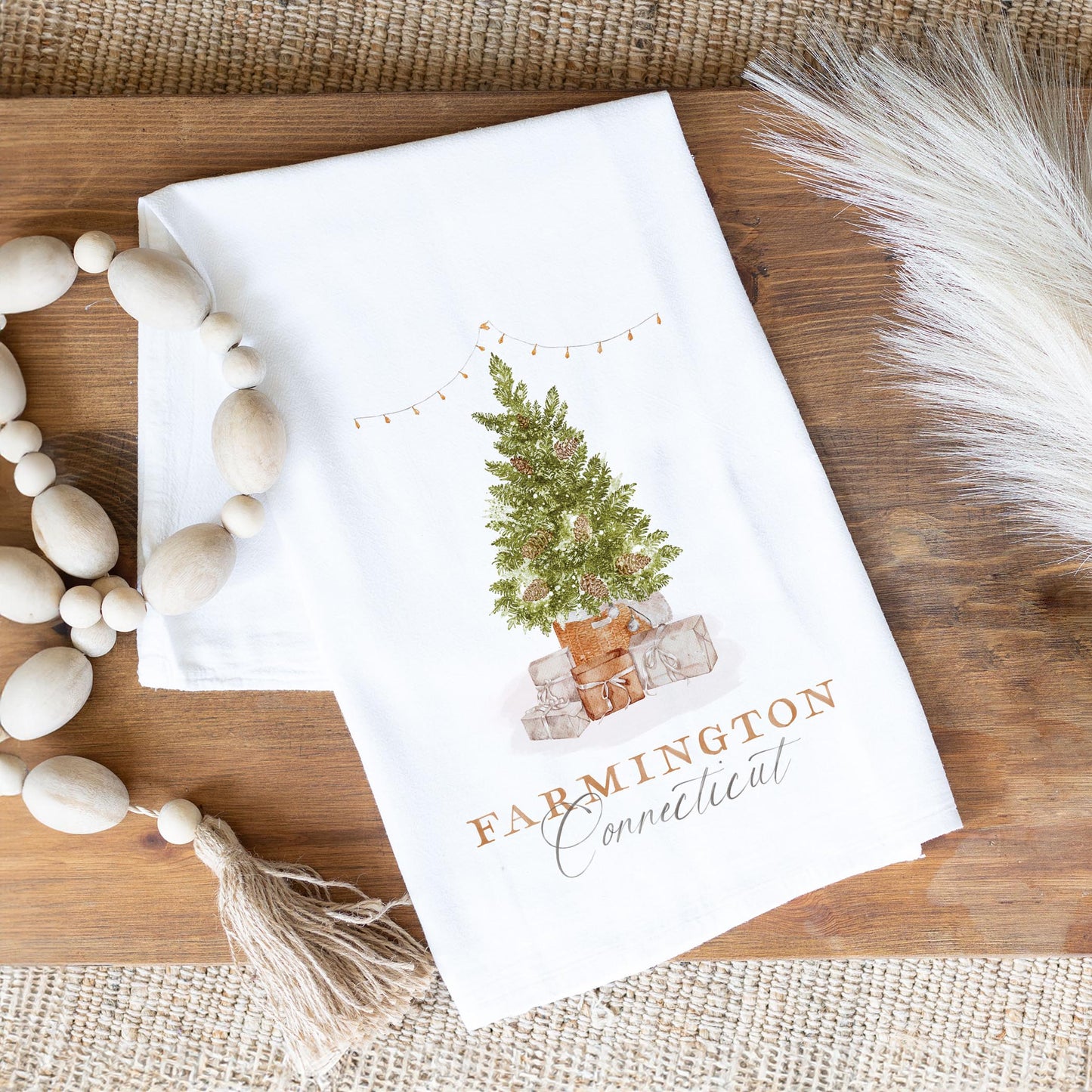 Cotton Tea Towel White-Cottage Tree Farmington Connecticut -1