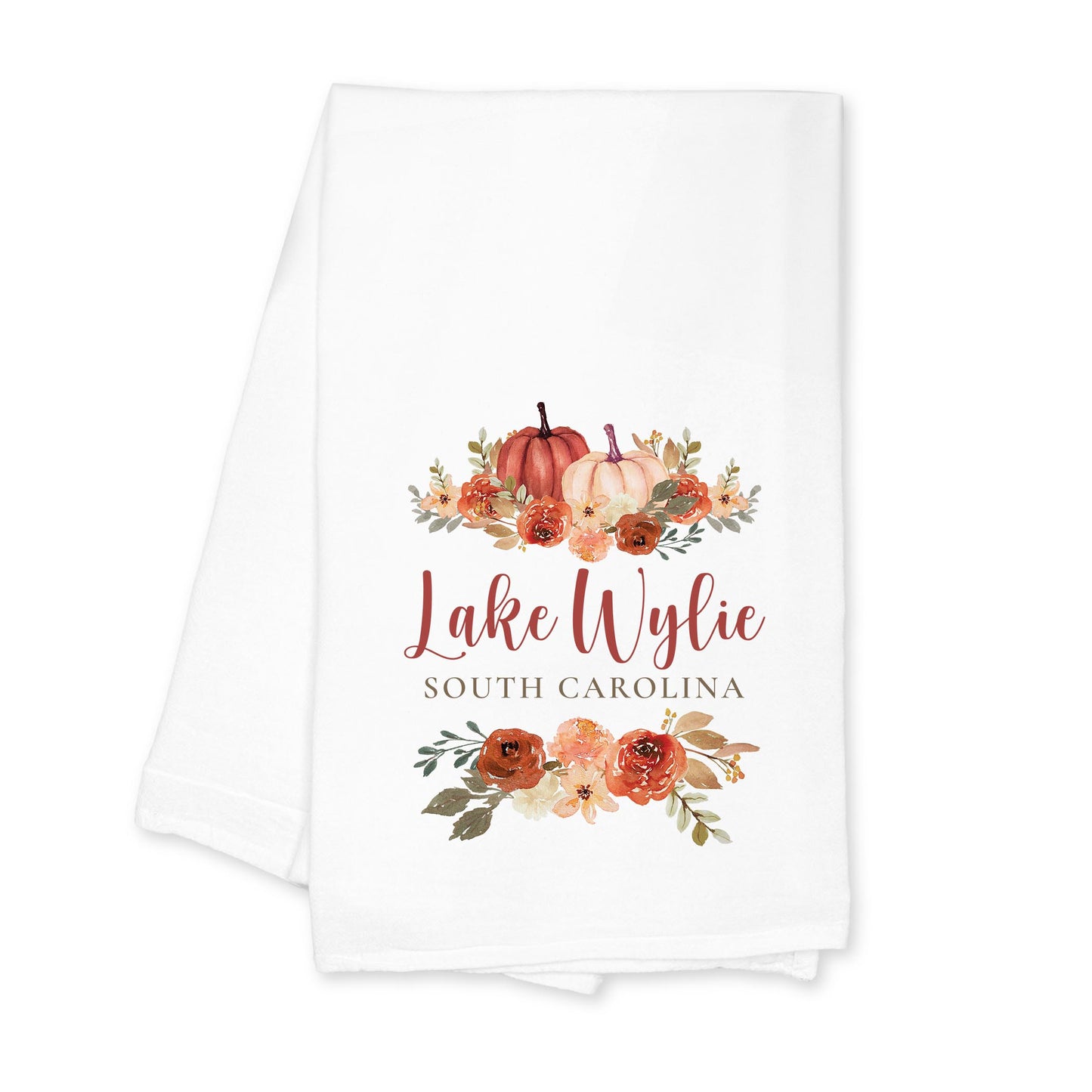 Cotton Tea Towel White-Fall & Harvest Lake Wylie South Carolina -0