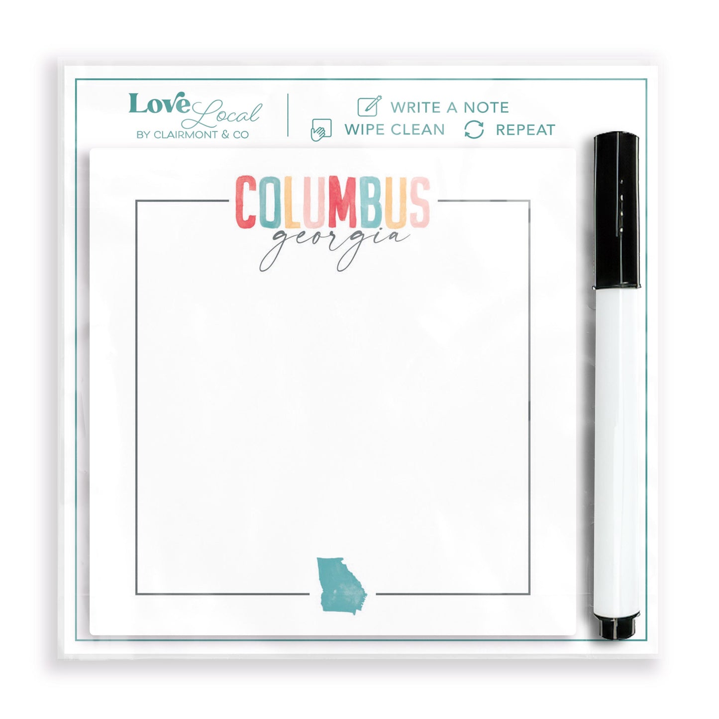 4x4 Clear Reminder Love Local-Watercolor City Columbus Georgia -0