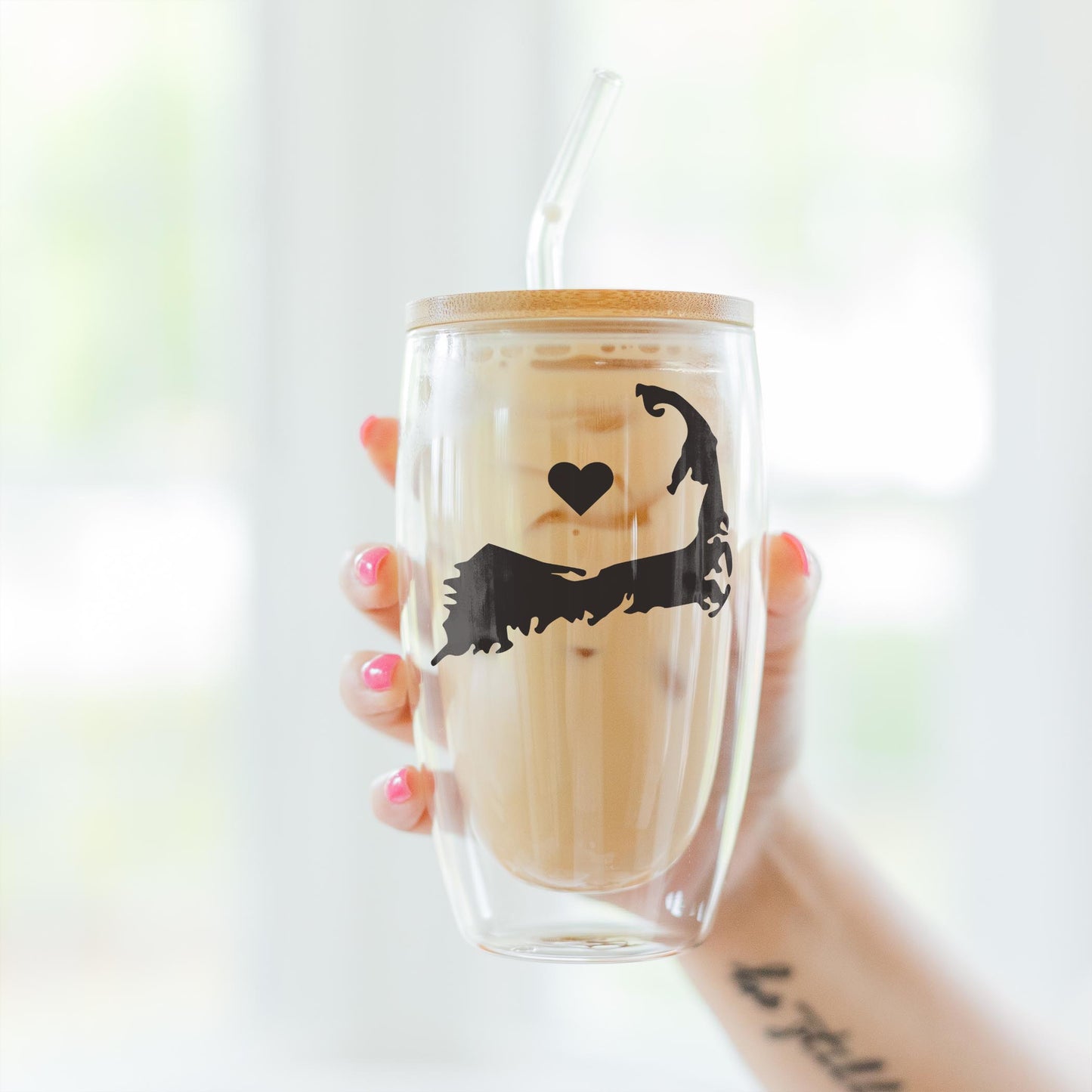 16oz Double Insulated Glass Tumbler-Cape Cod Heart