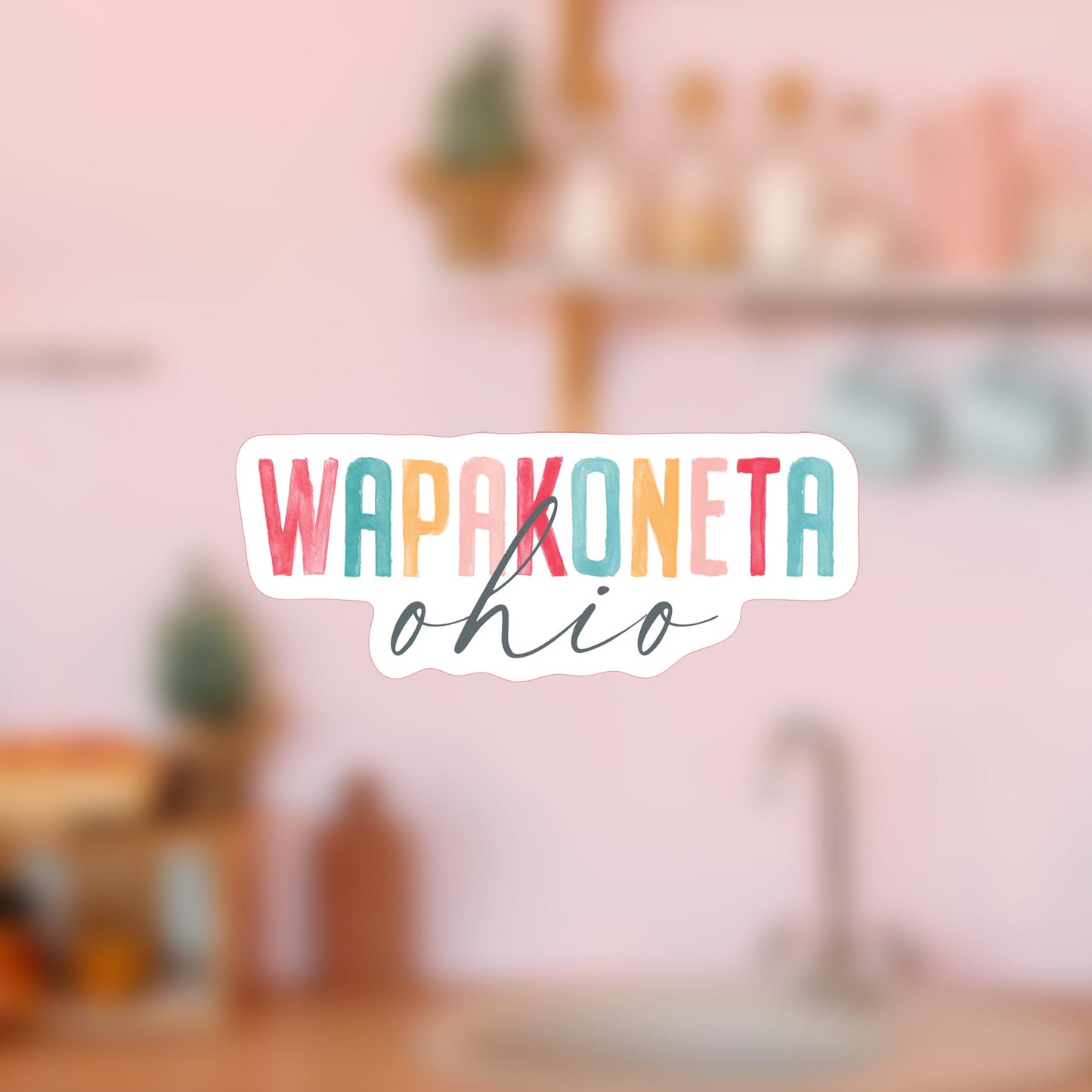 Vinyl Magnet-Watercolor City Wapakoneta Ohio -4