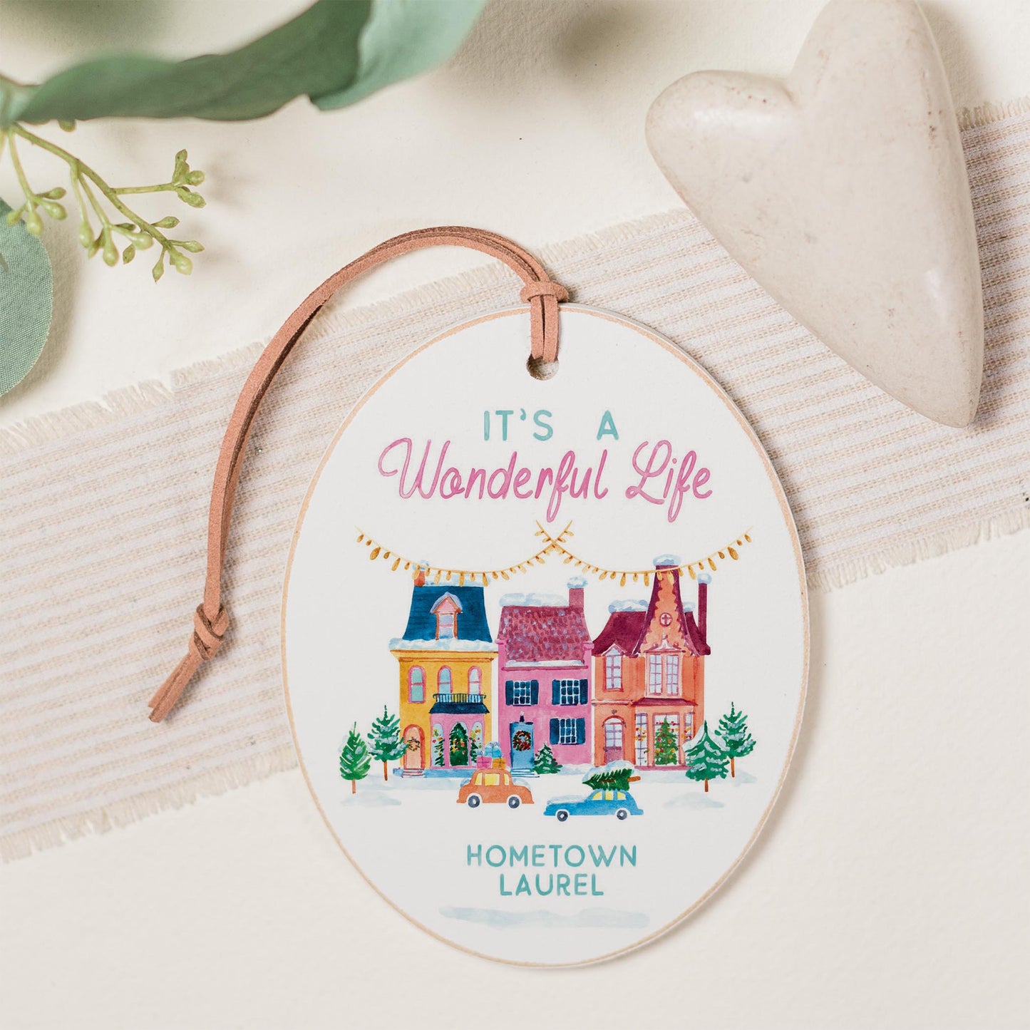 Oval Ornament-It's A Wonderful Life Hometown Laurel -0