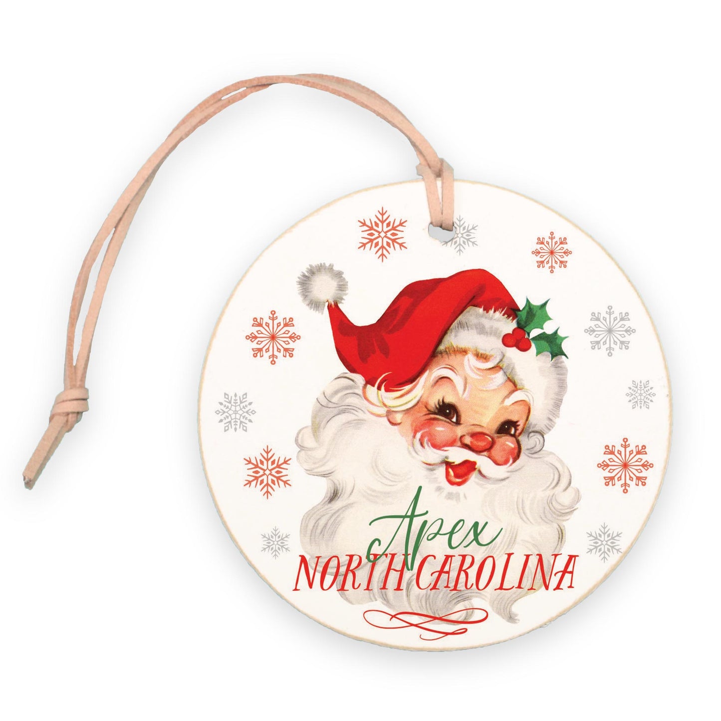 4" Round Ornament-Classic Santa Apex North Carolina -0