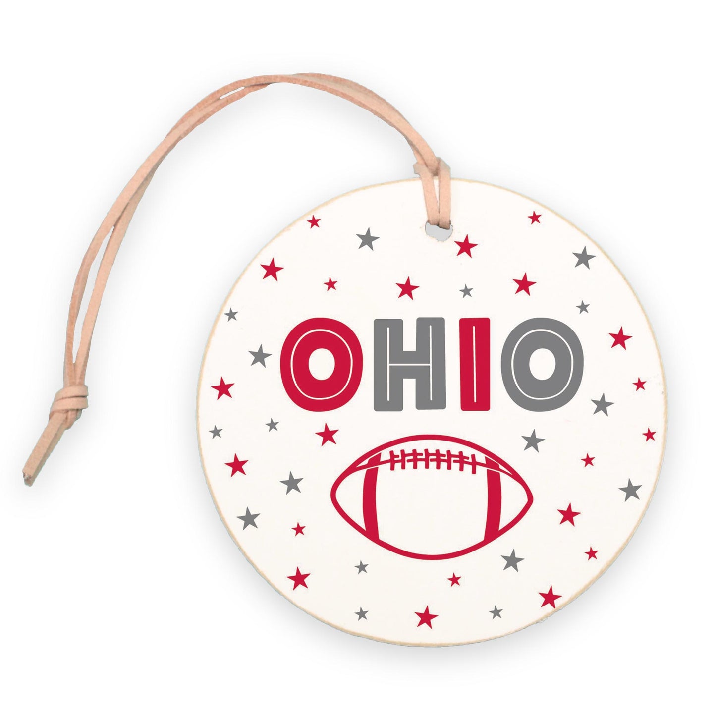 4" Round Ornament-Game Day Stars Ohio Red & Grey -0