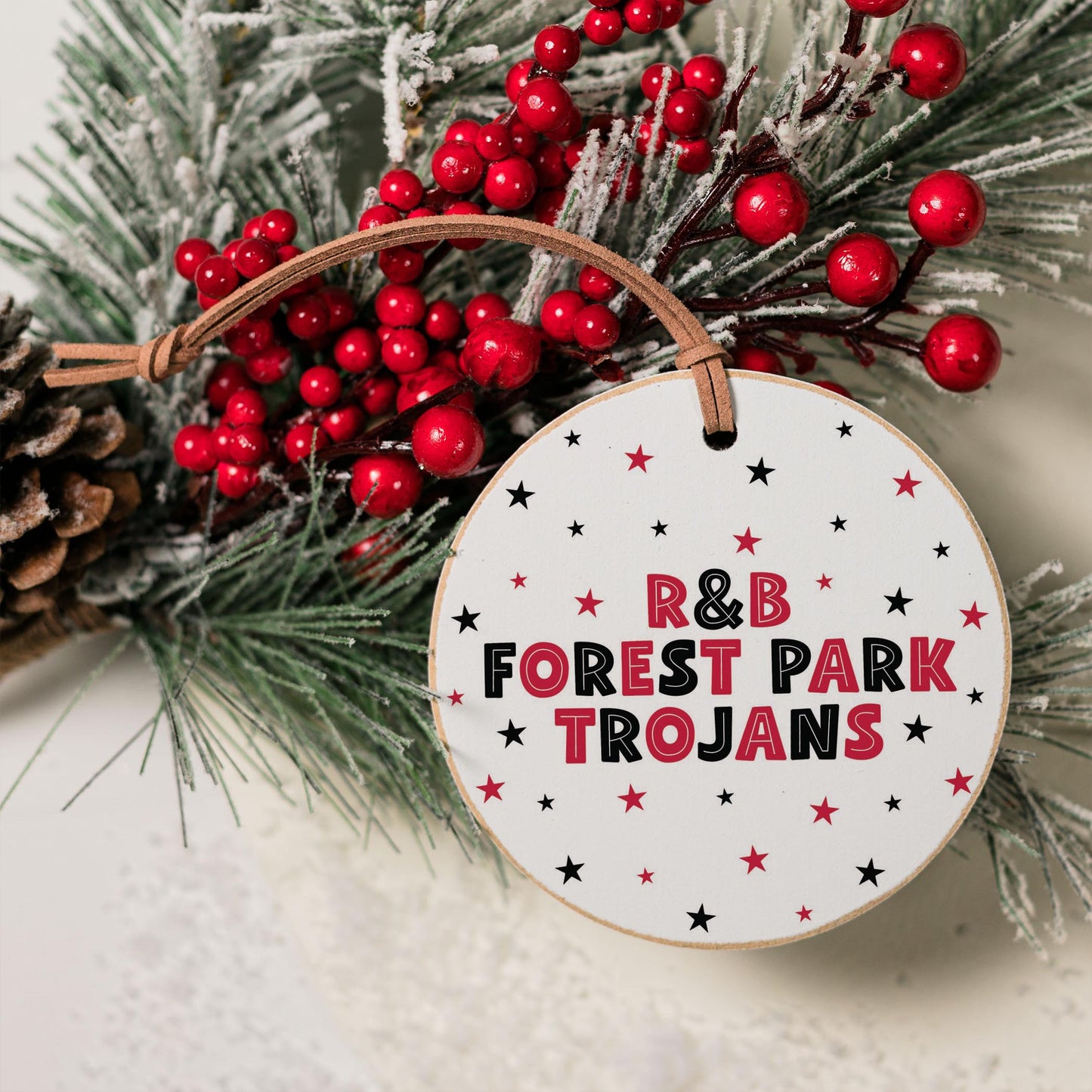 4" Round Ornament-Game Day Stars R&B Forest Park Trojans -3