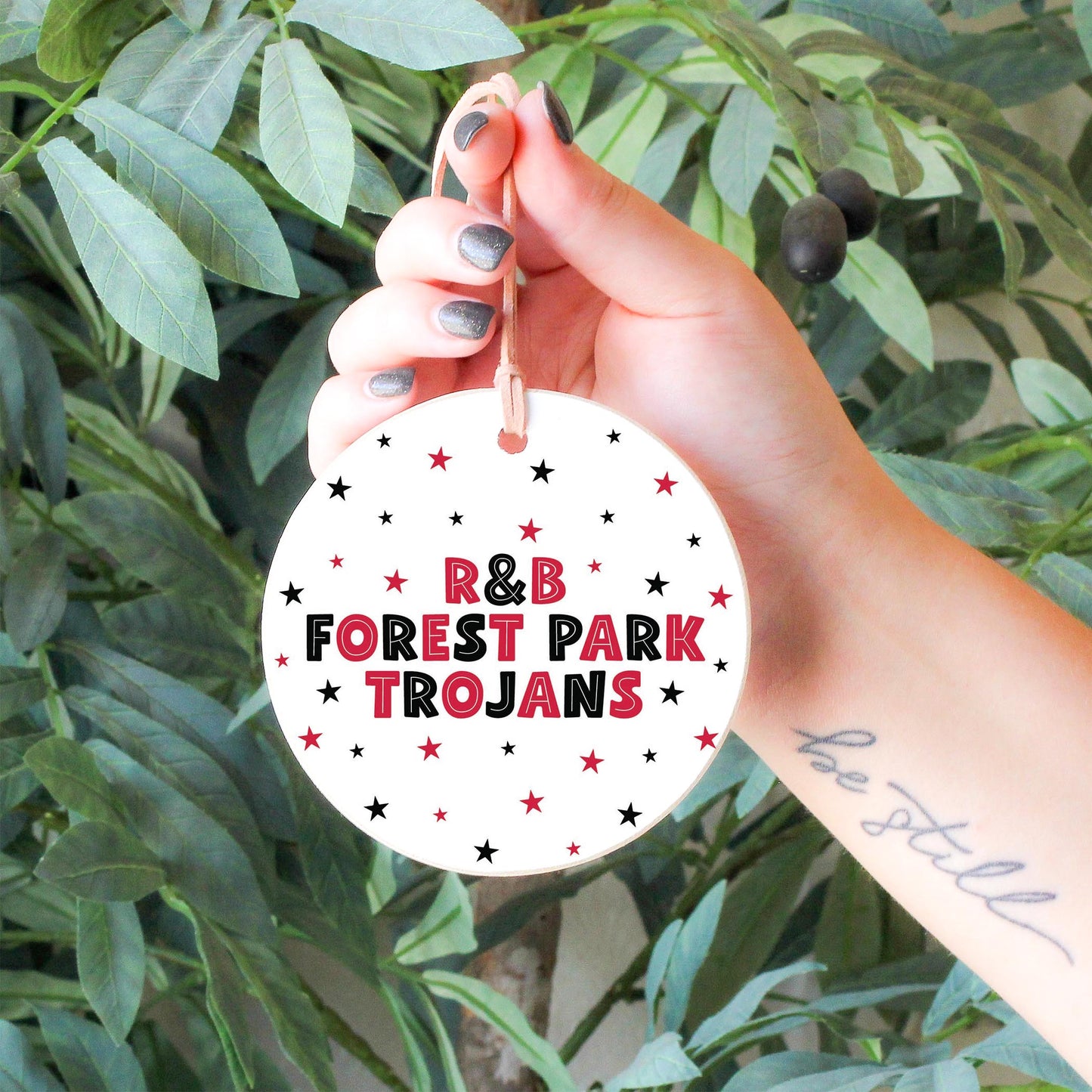 4" Round Ornament-Game Day Stars R&B Forest Park Trojans -4