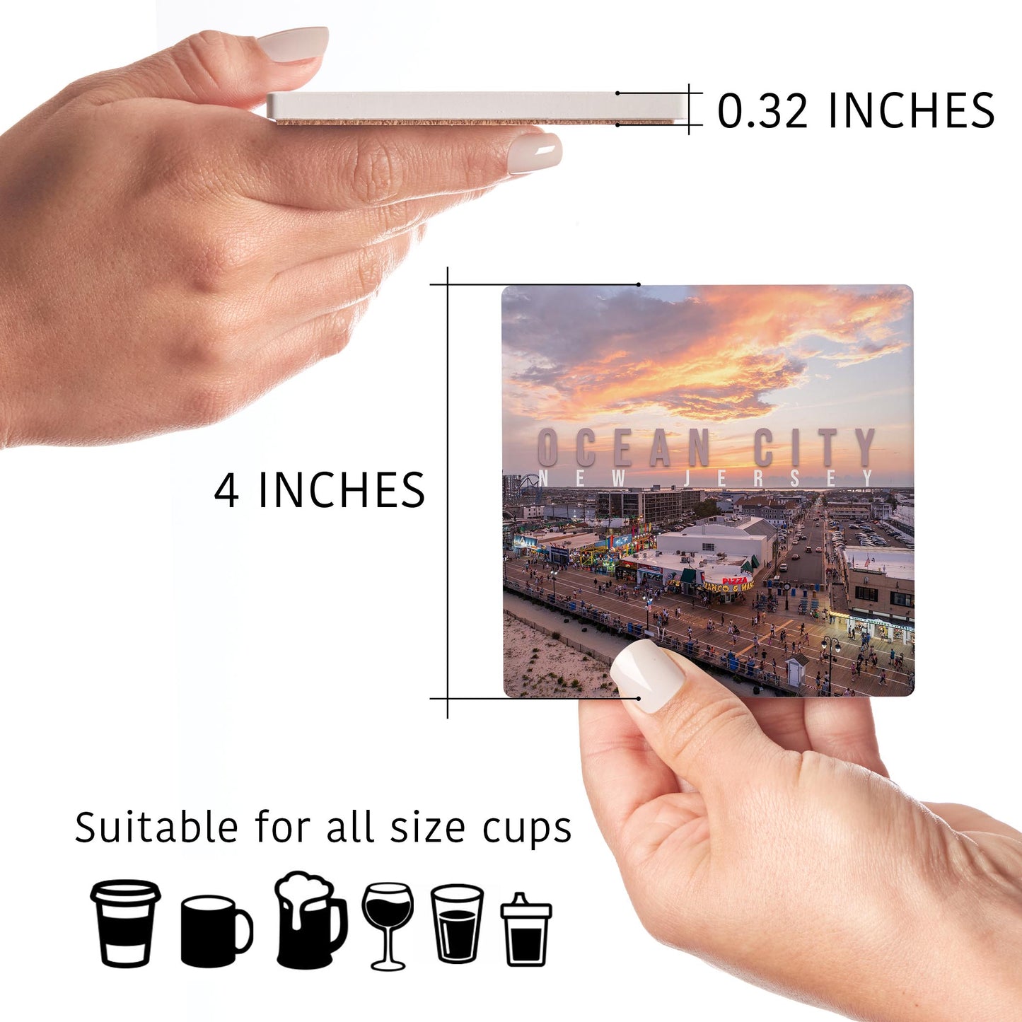 Ceramic Square Coaster 4-Set-Manco Sunset -4