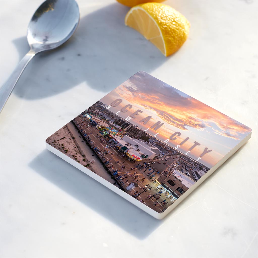 Ceramic Square Coaster-Manco Sunset -3