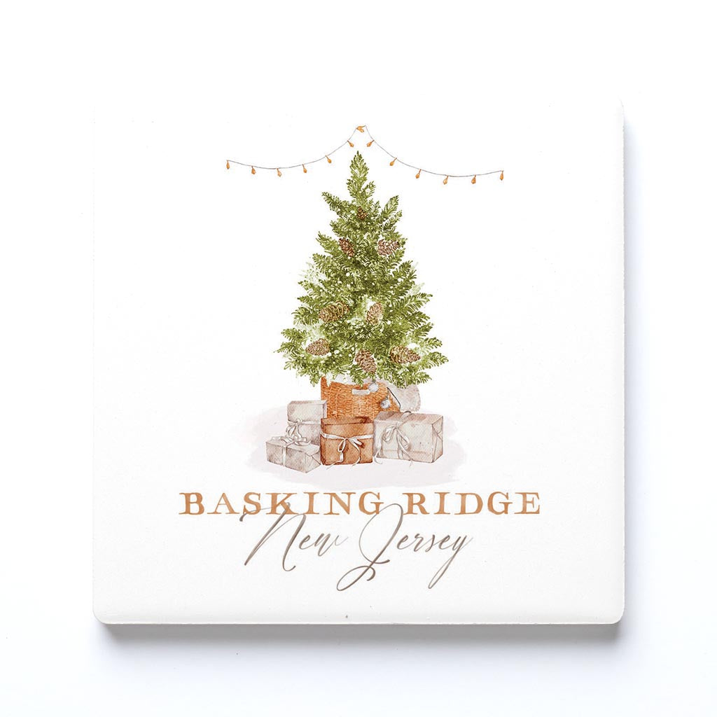 Ceramic Square Coaster-Cottage Tree Basking Ridge New Jersey -0