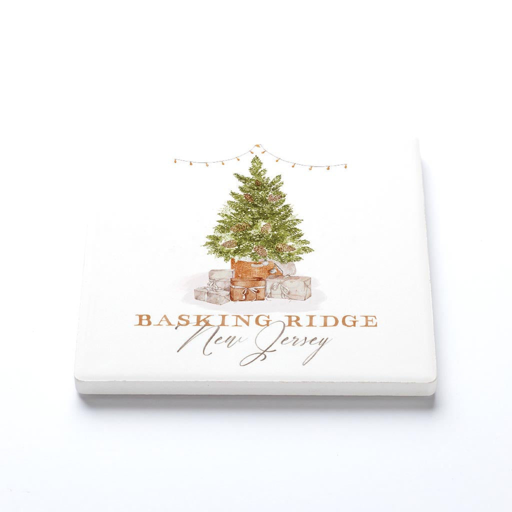 Ceramic Square Coaster-Cottage Tree Basking Ridge New Jersey -1