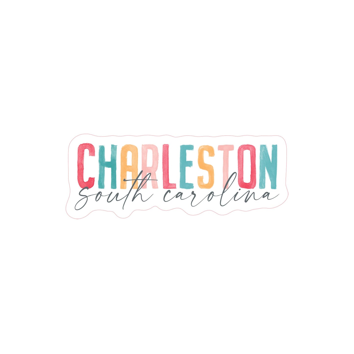 Vinyl Sticker-Watercolor City Charleston South Carolina -3