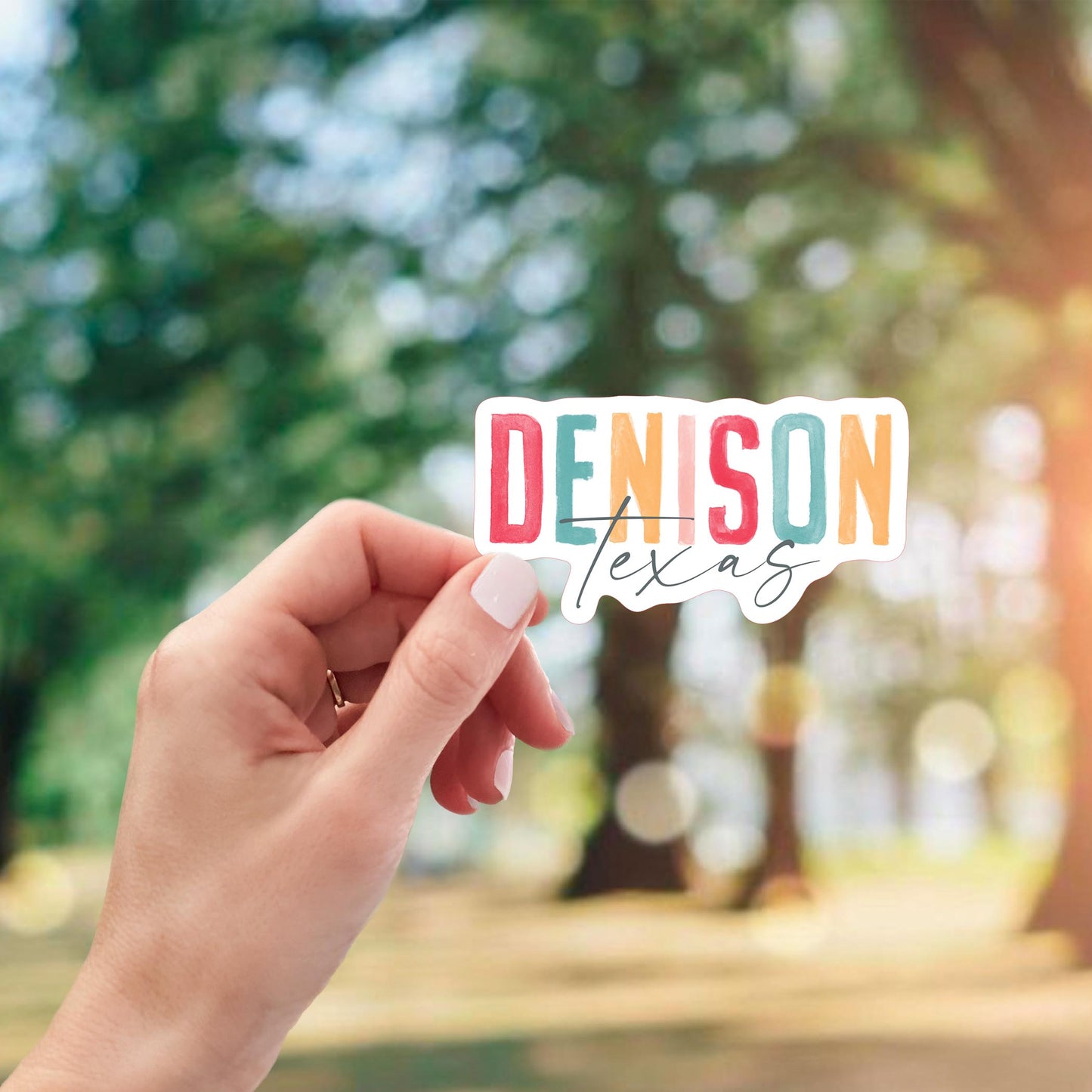 Vinyl Sticker-Watercolor City Denison Texas -2