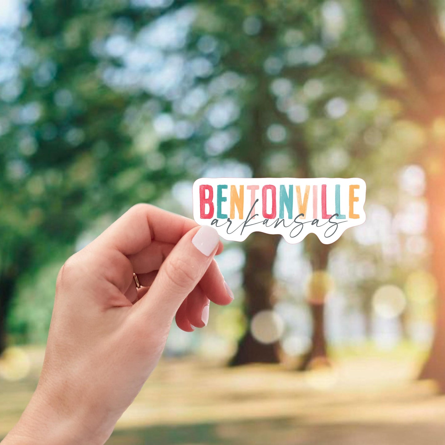 Vinyl Sticker-Watercolor City Bentonville Arkansas -2