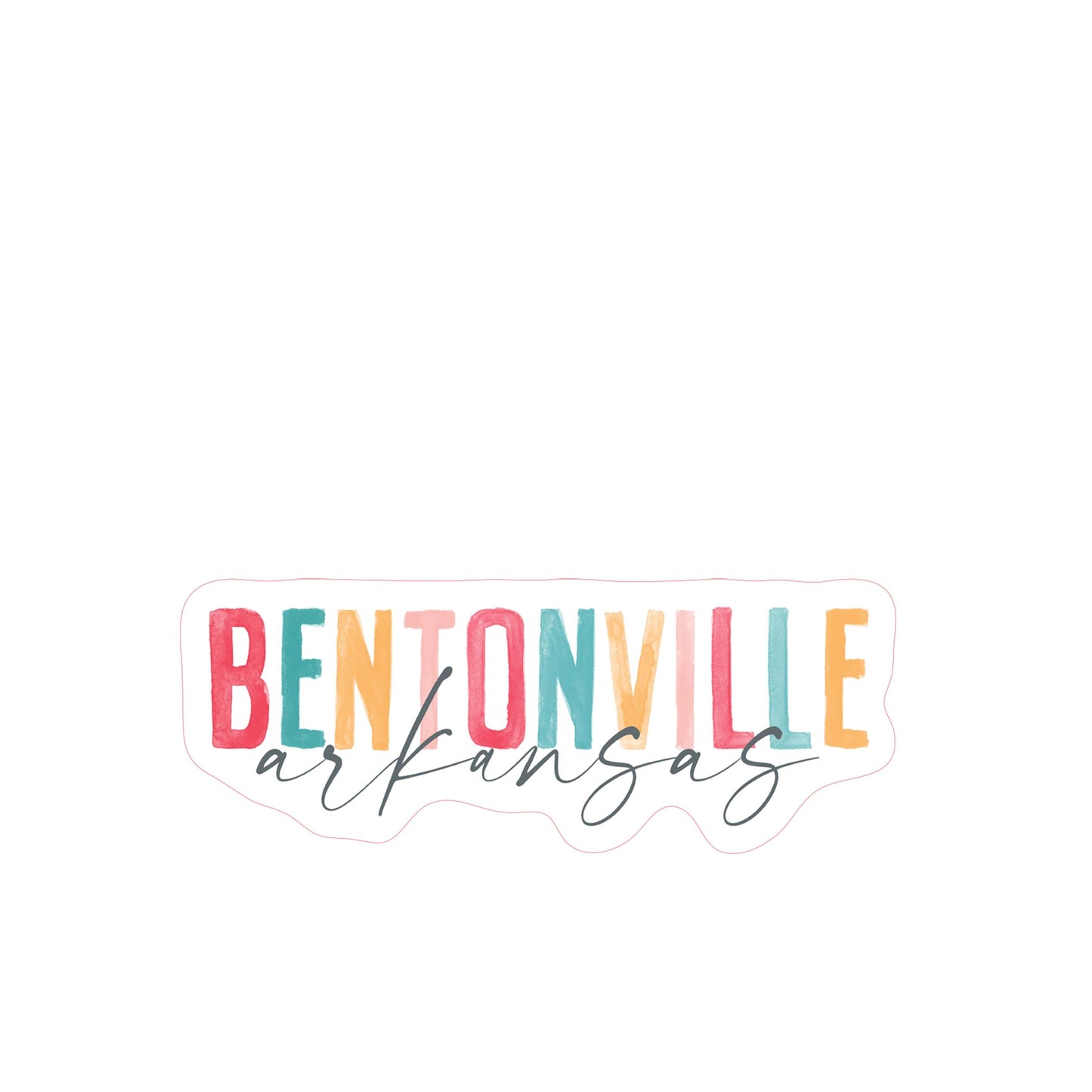 Vinyl Sticker-Watercolor City Bentonville Arkansas -3