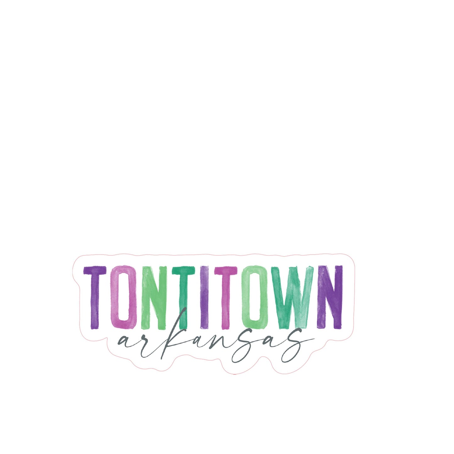 Vinyl Sticker-Watercolor City Tontitown Arkansas -3