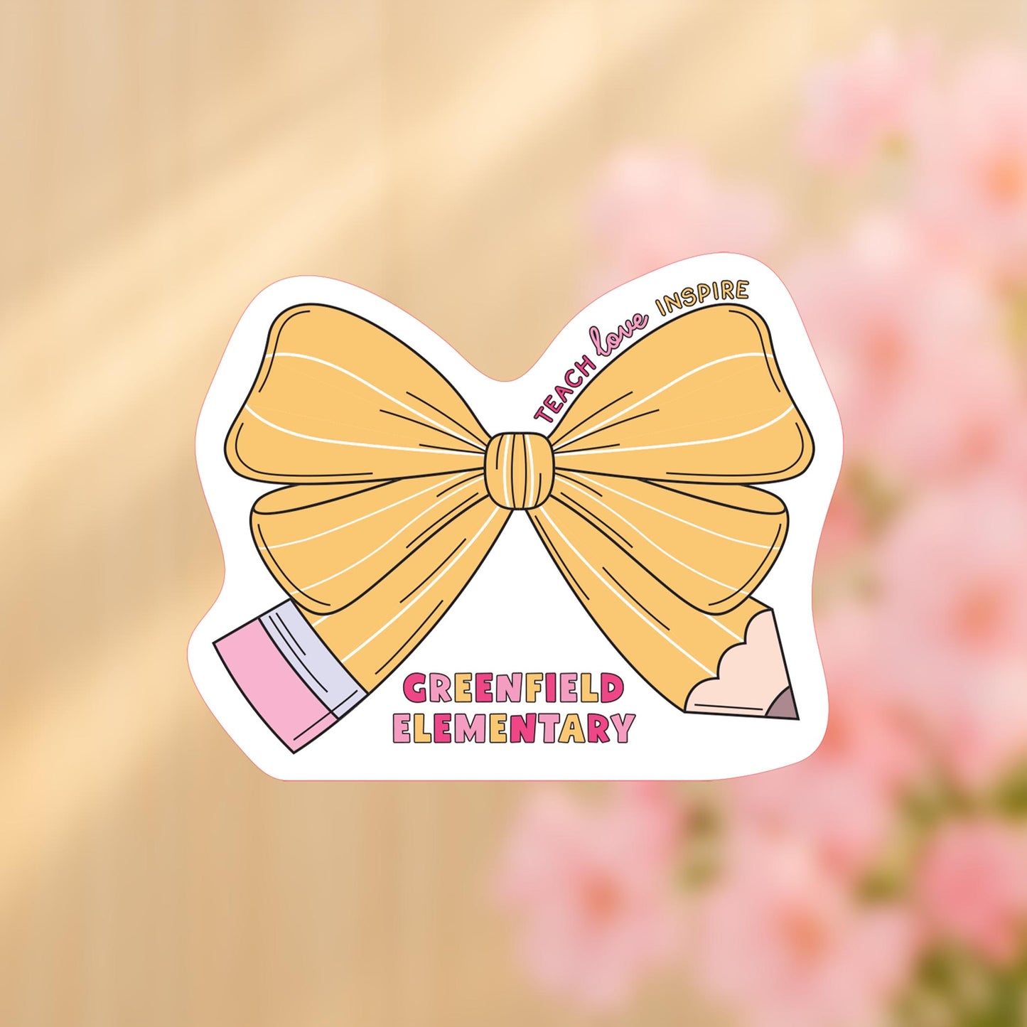 Vinyl Sticker-Love+Local Classroom Coquette Pencil Bow -4