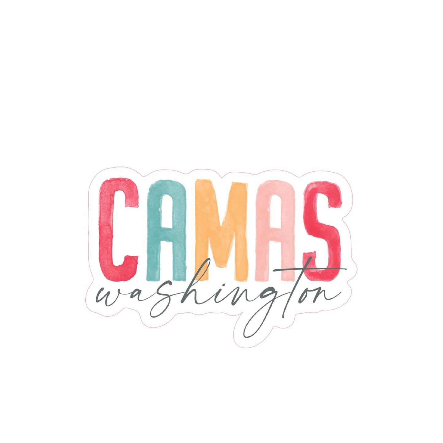 Vinyl Sticker-Watercolor City Camas Washington -3