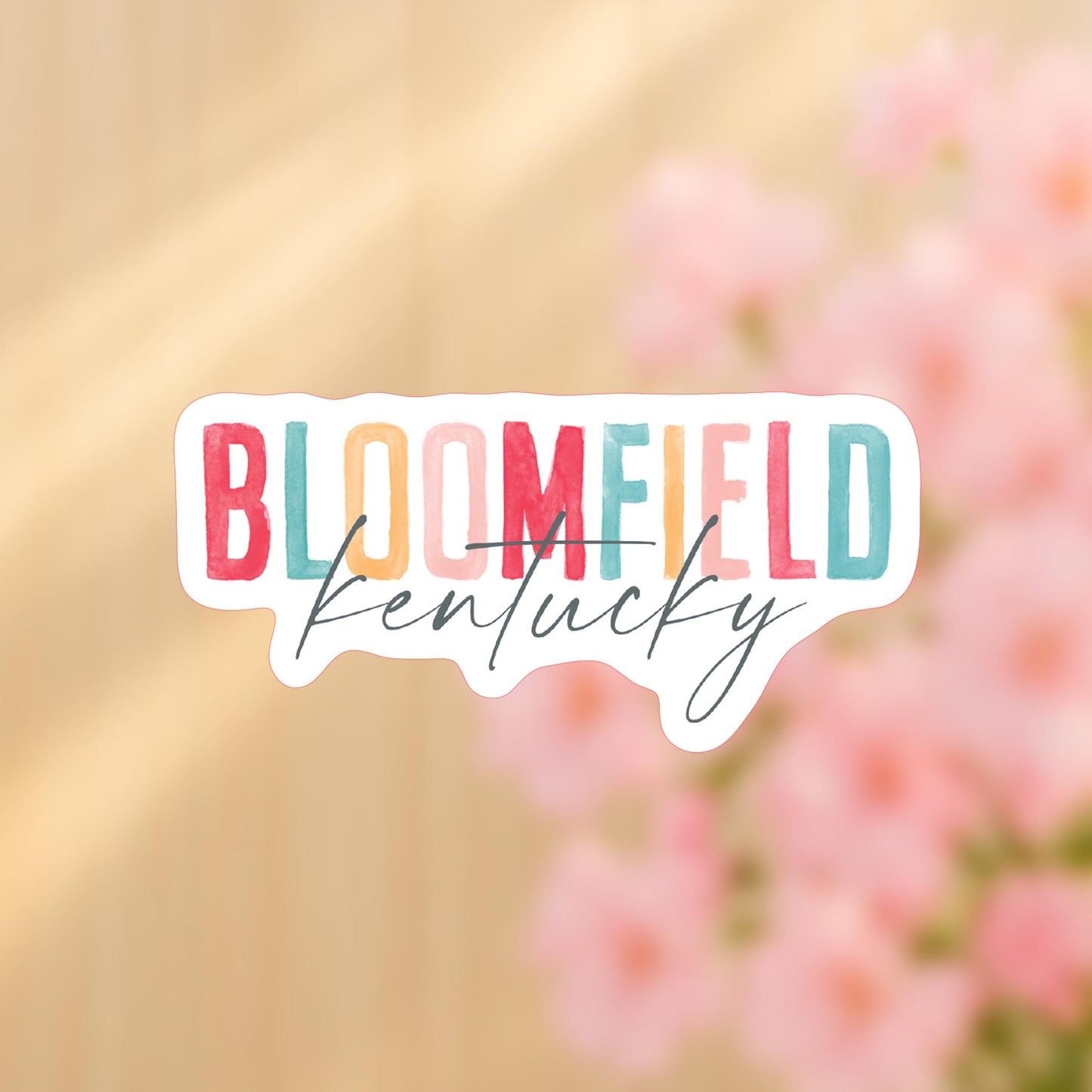 Vinyl Sticker-Watercolor City Bloomfield Kentucky -4